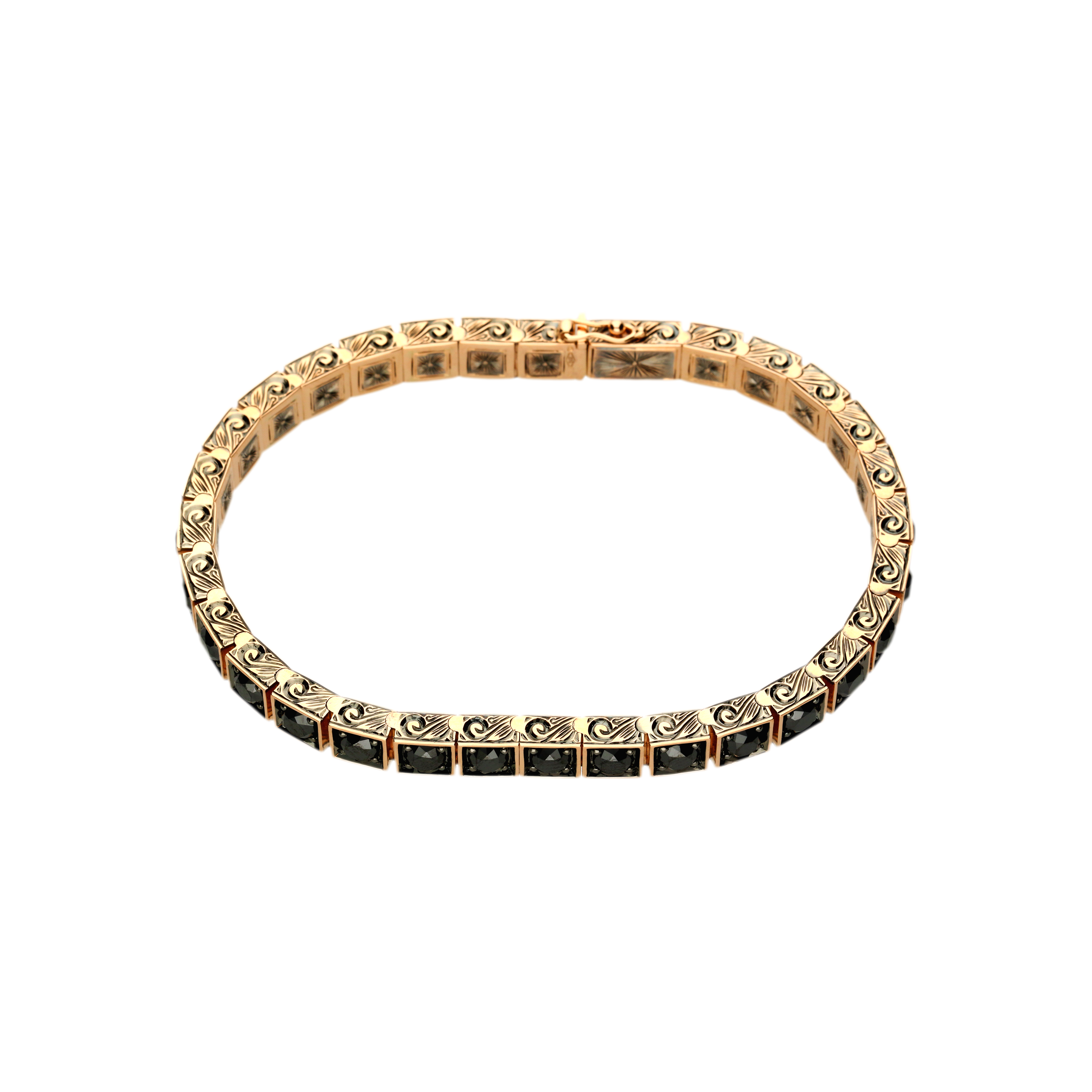 Bracciale tennis in oro rosa e diamanti neri - VB26536DKP09