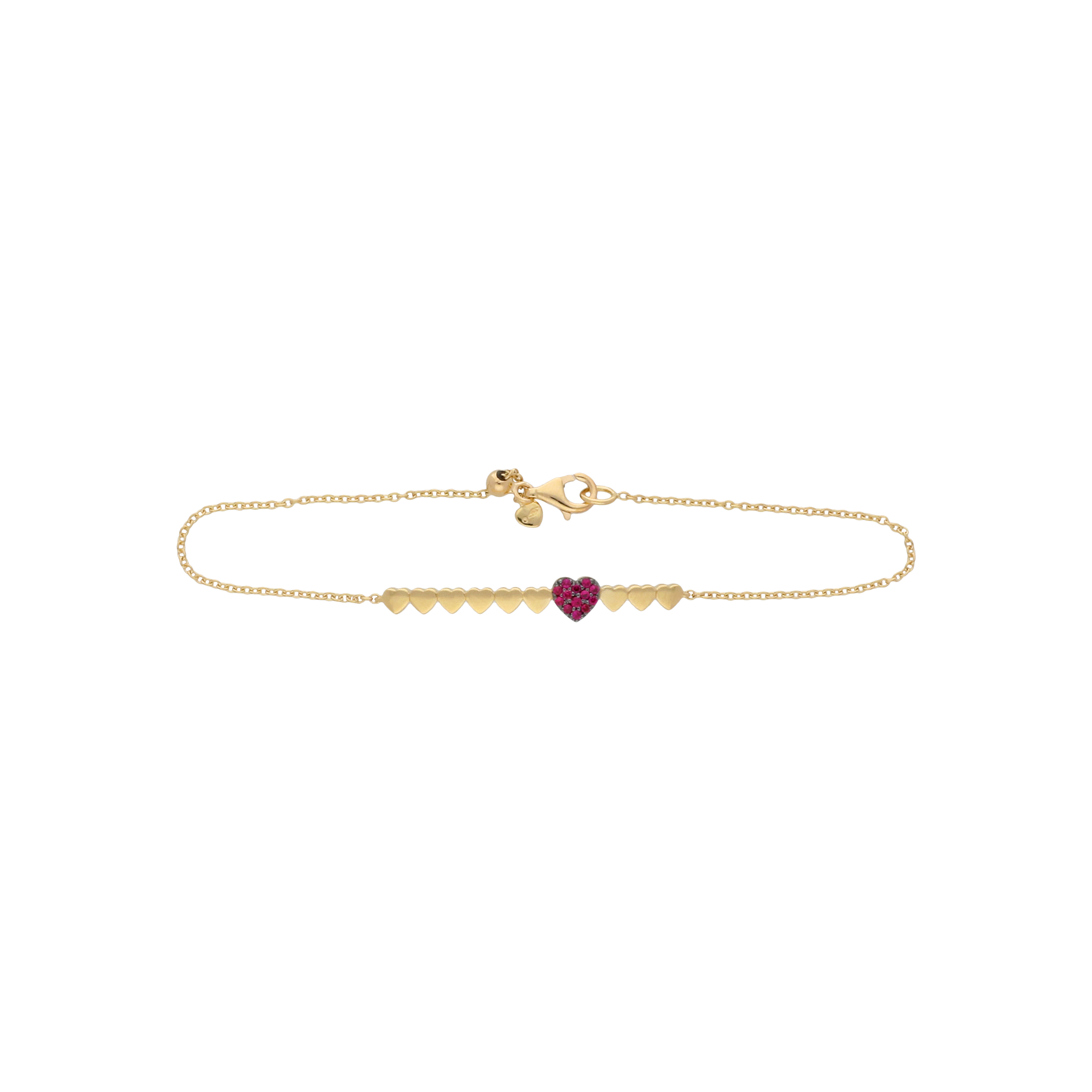 BRACCIALE CUORI IN ORO ROSA E RUBINI - VB27027RUP