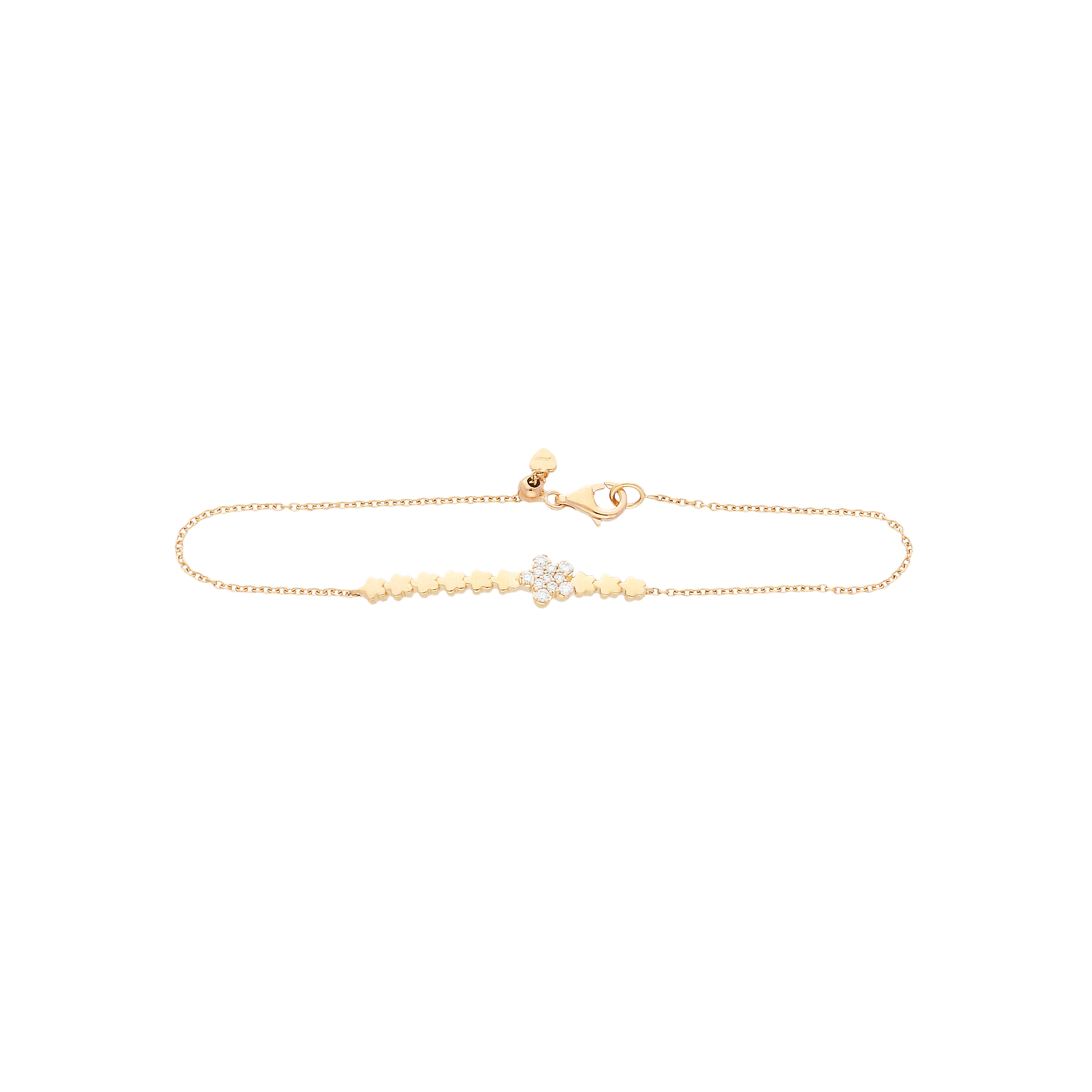 BRACCIALE FIORI IN ORO ROSA CON DIAMANTI BIANCHI - VB27031DP