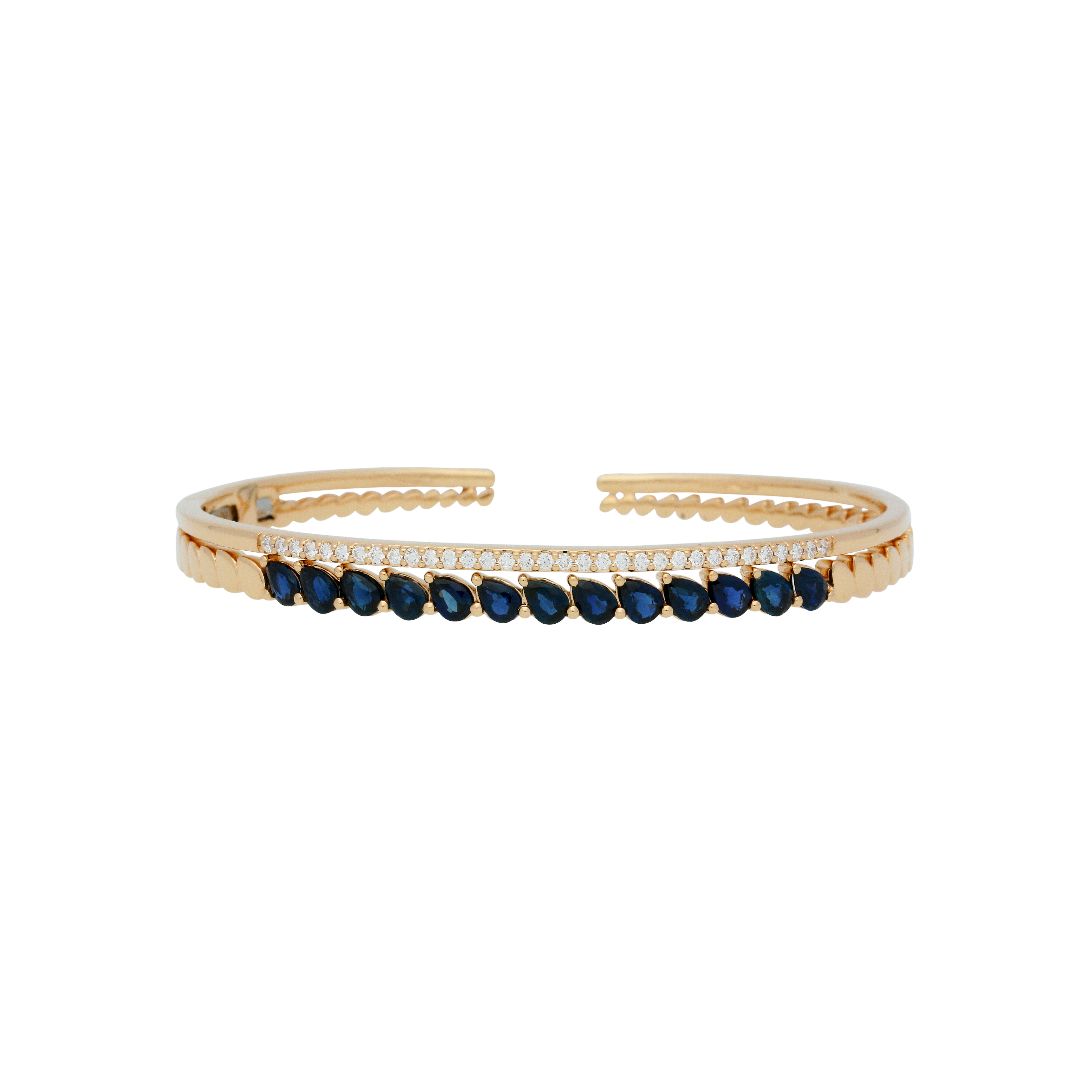 BRACCIALE RIGIDO IN ORO ROSA DIAMANTI BIANCHI E ZAFFIRI BLU - VB27357SBDP