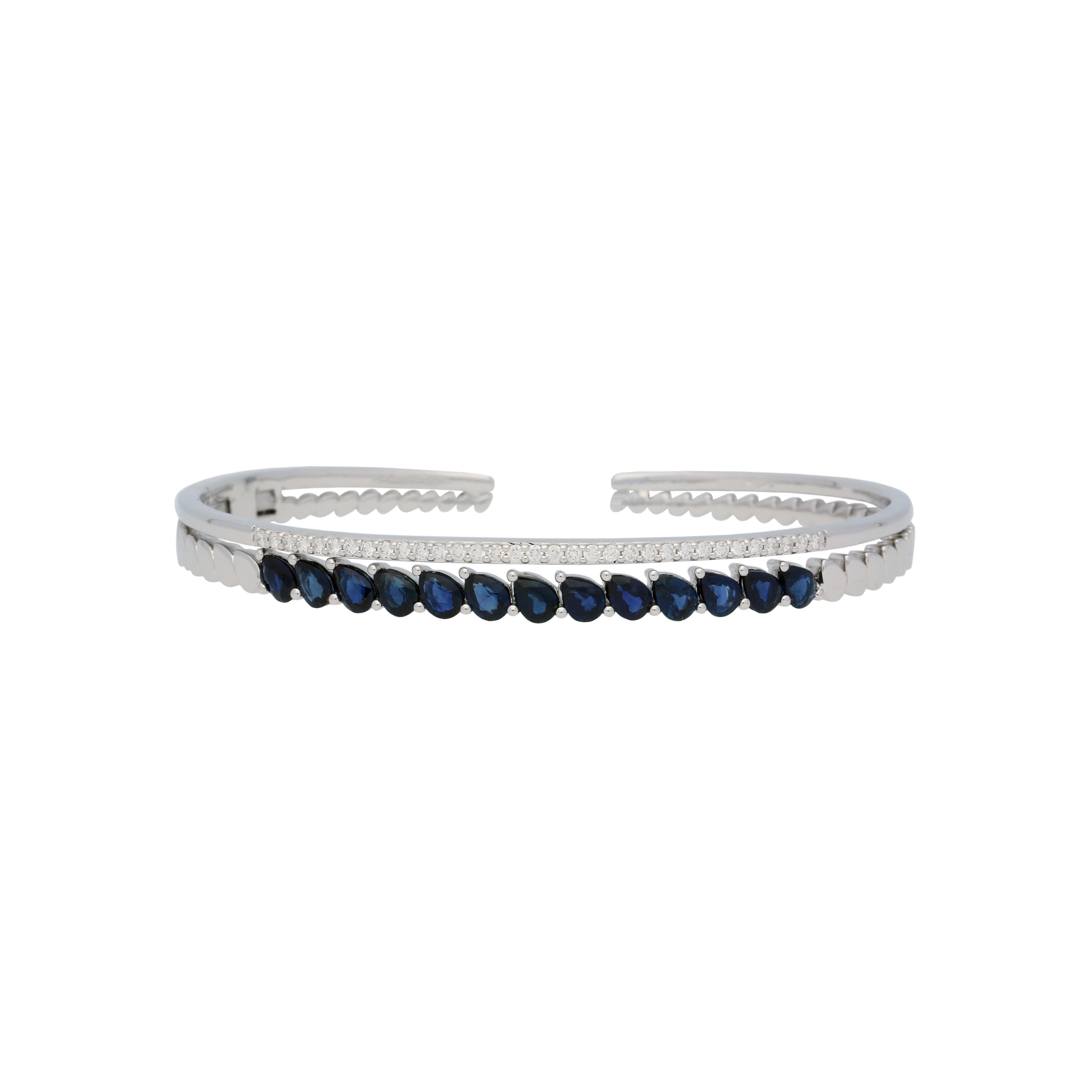 BRACCIALE RIGIDO CON ZAFFIRI BLU E DIAMANTI BIANCHI