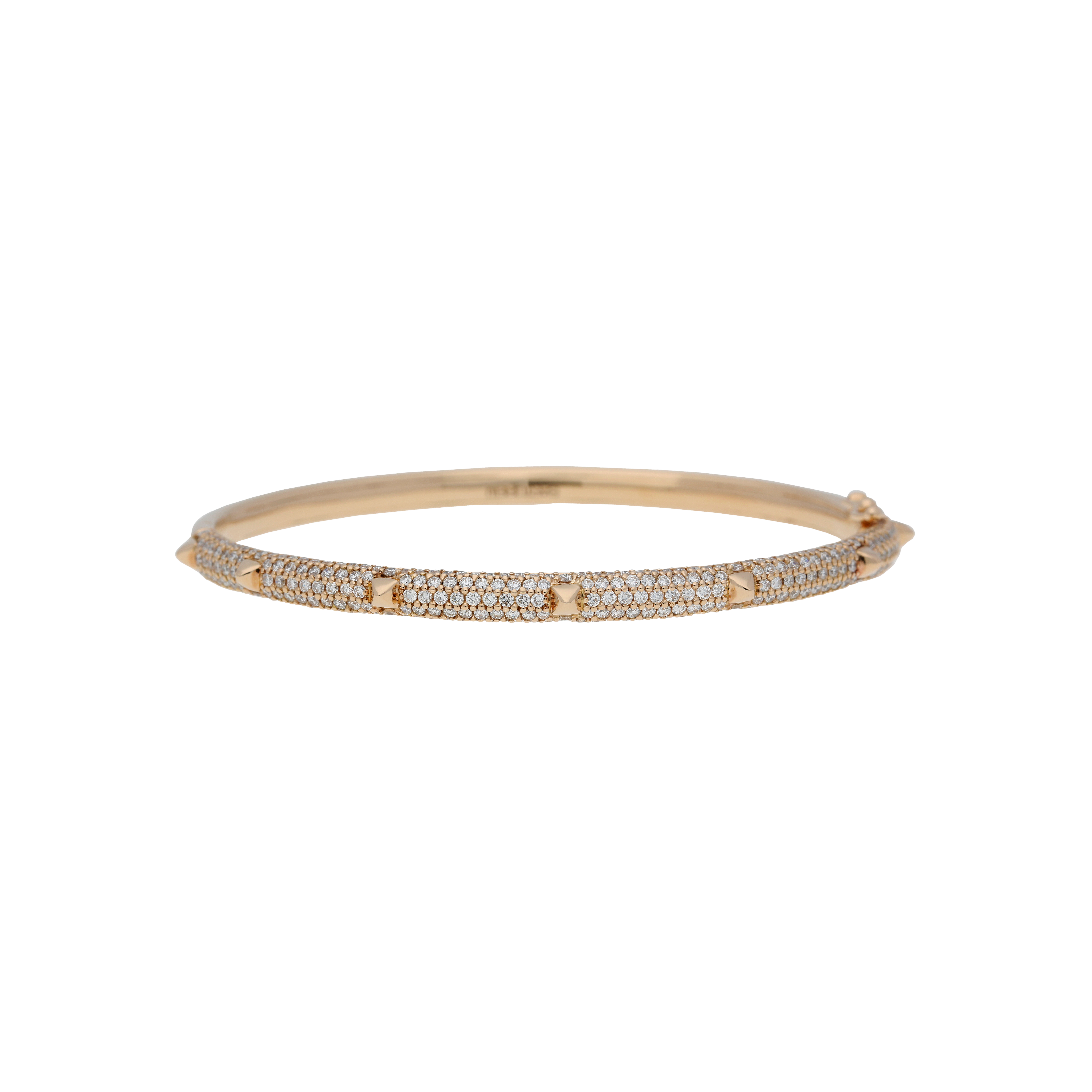 BRACCIALE PIRAMIDI IN ORO ROSA E DIAMANTI BIANCHI DEMI-PAVE' MISURA S/M