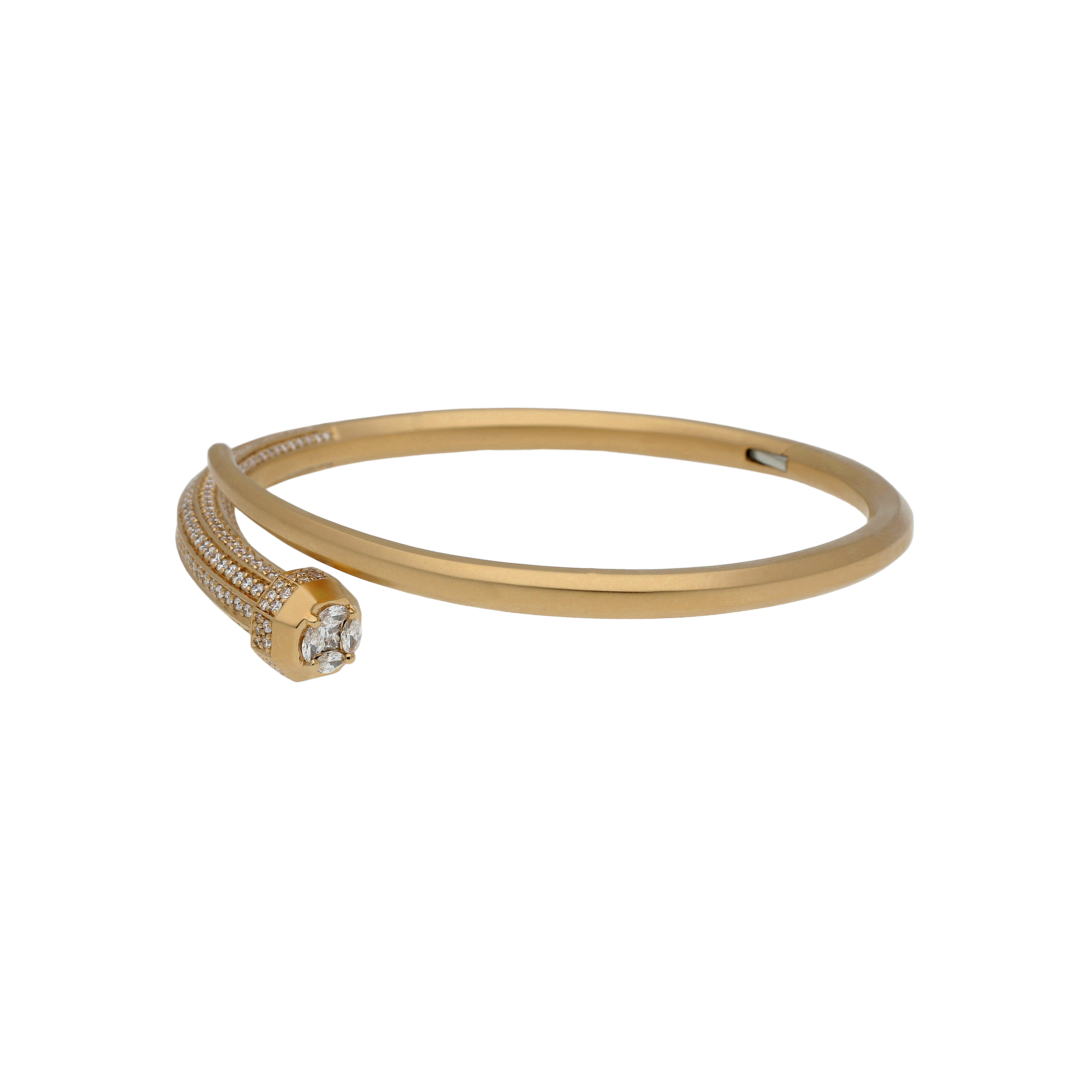 BRACCIALE OCTAGON CHIODO IN ORO ROSA SATINATO E DIAMANTI BIANCHI - VB27693DP