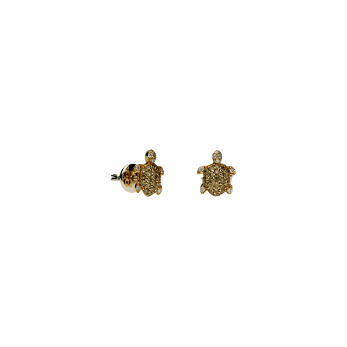 Tartaruga - Orecchini in oro rosa 18 carati con diamanti bianchi e diamanti brown taglio brillante