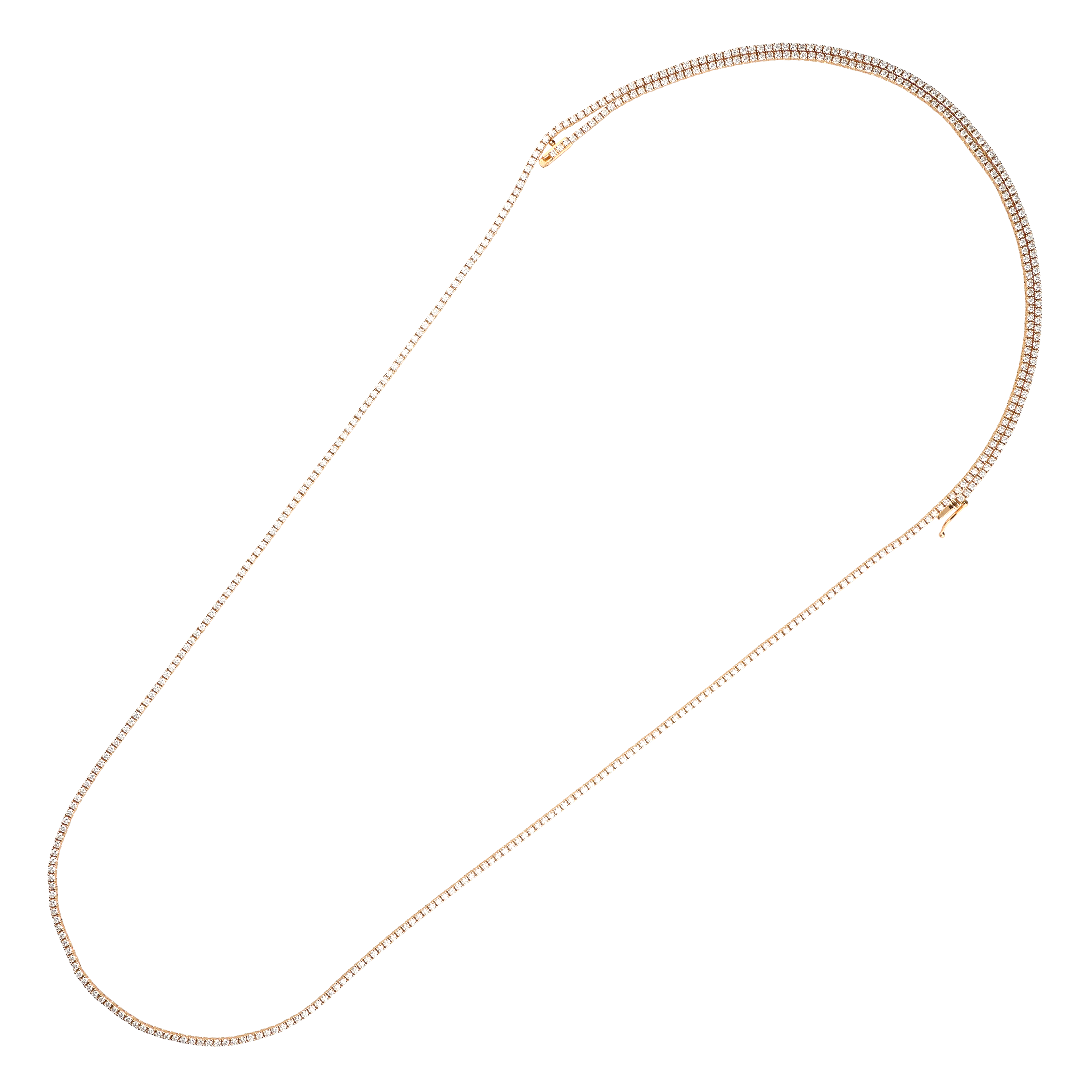 Collana tennis in oro rosa e diamanti bianchi - Lunghezza 90 cm. - VN00626DP