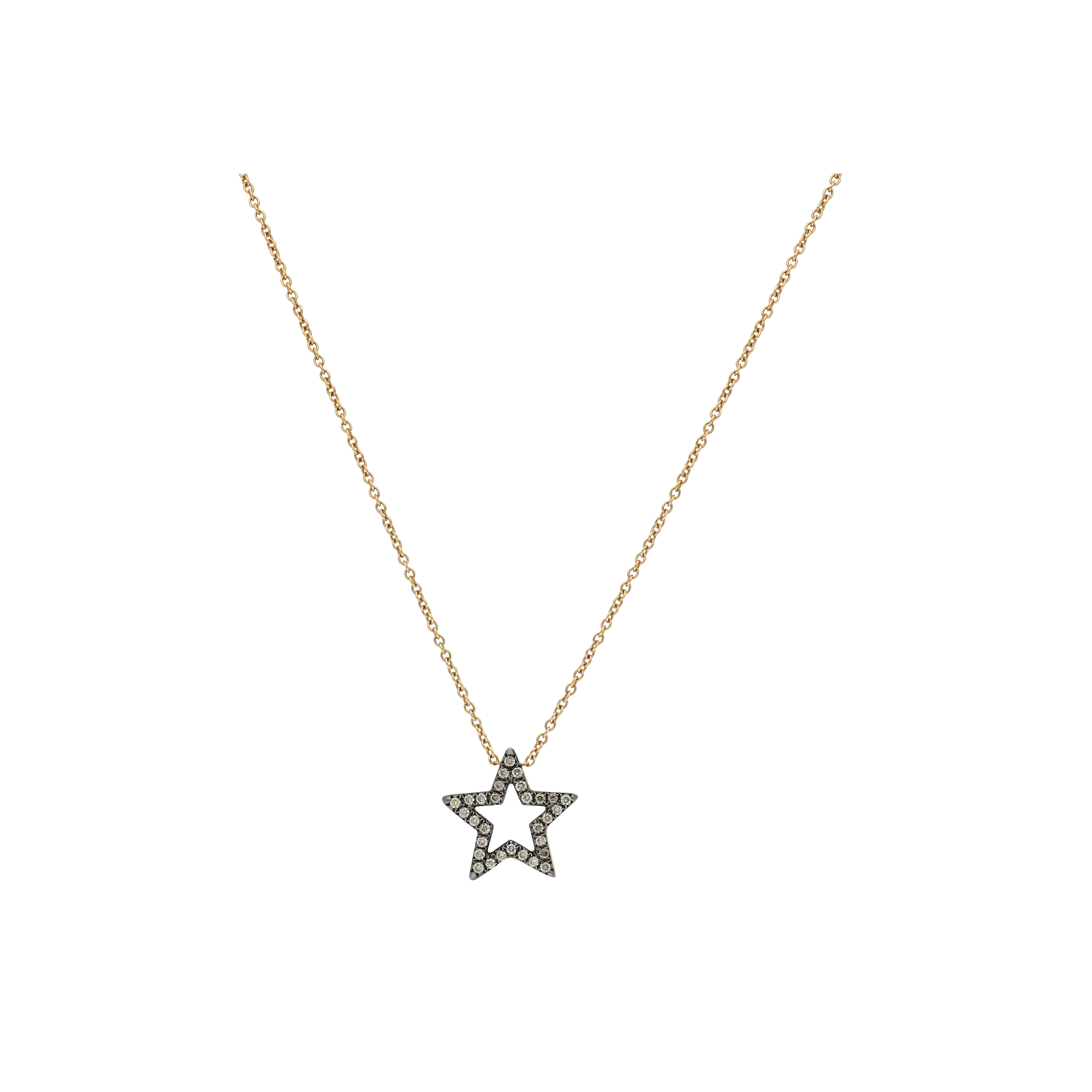 COLLANA GIROCOLLO STELLA IN ORO ROSA CON DIAMANTI BROWN