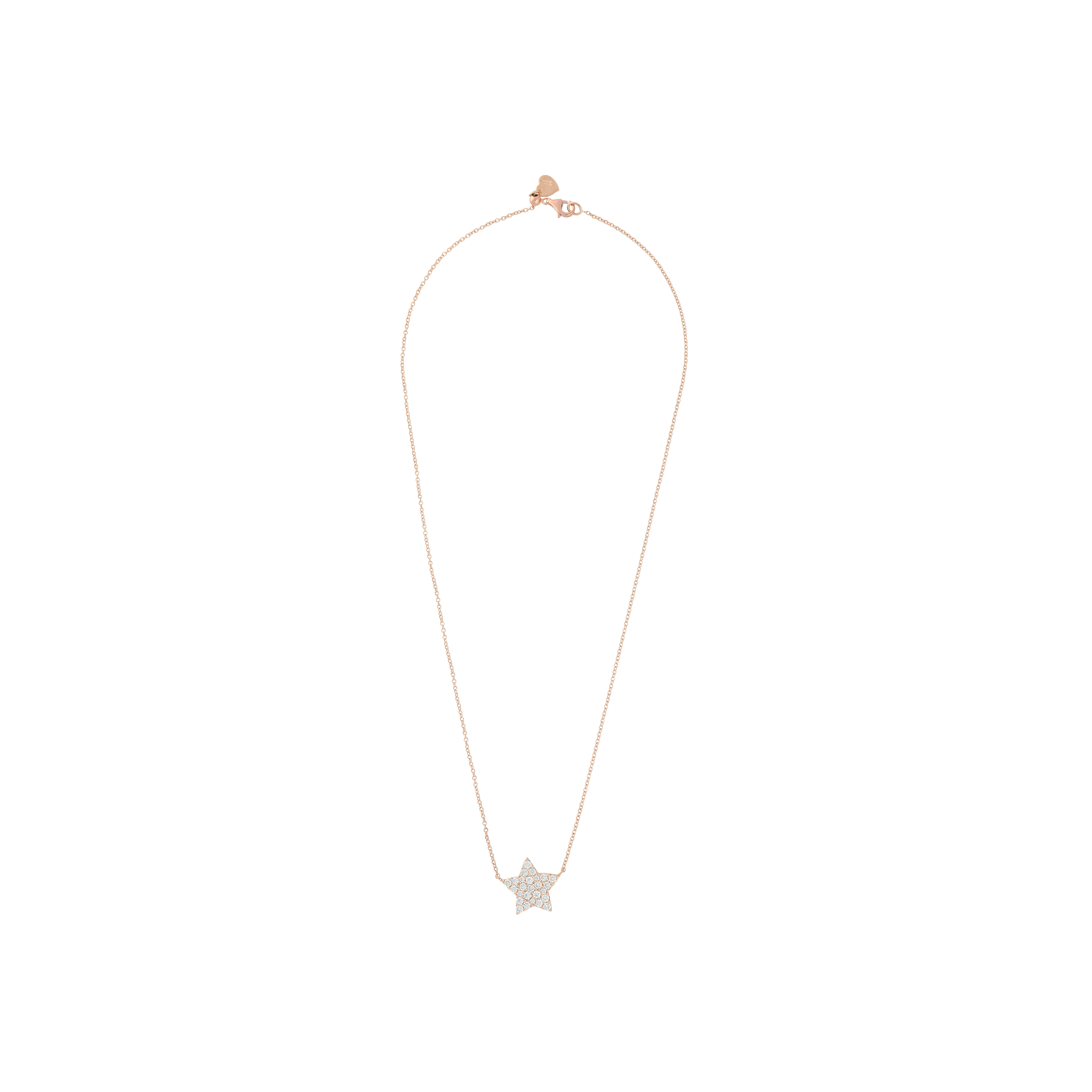 GIROCOLLO STELLA IN ORO ROSA CON PAVÉ DI DIAMANTI