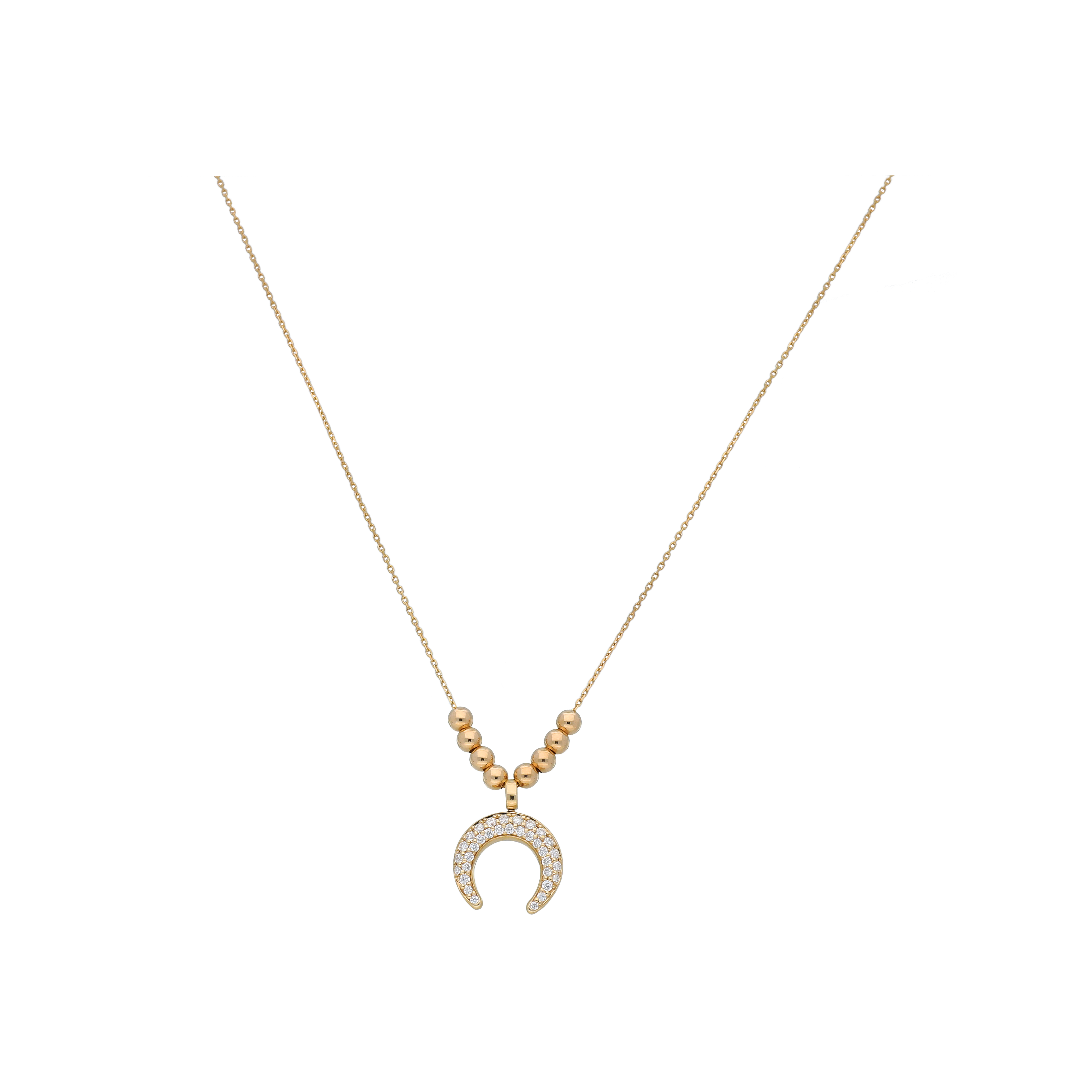 COLLANA GIROCOLLO IN ORO ROSA CON PENDENTE FERRO DI CAVALLO IN PAVE' DI DIAMANTI - VN27383DP