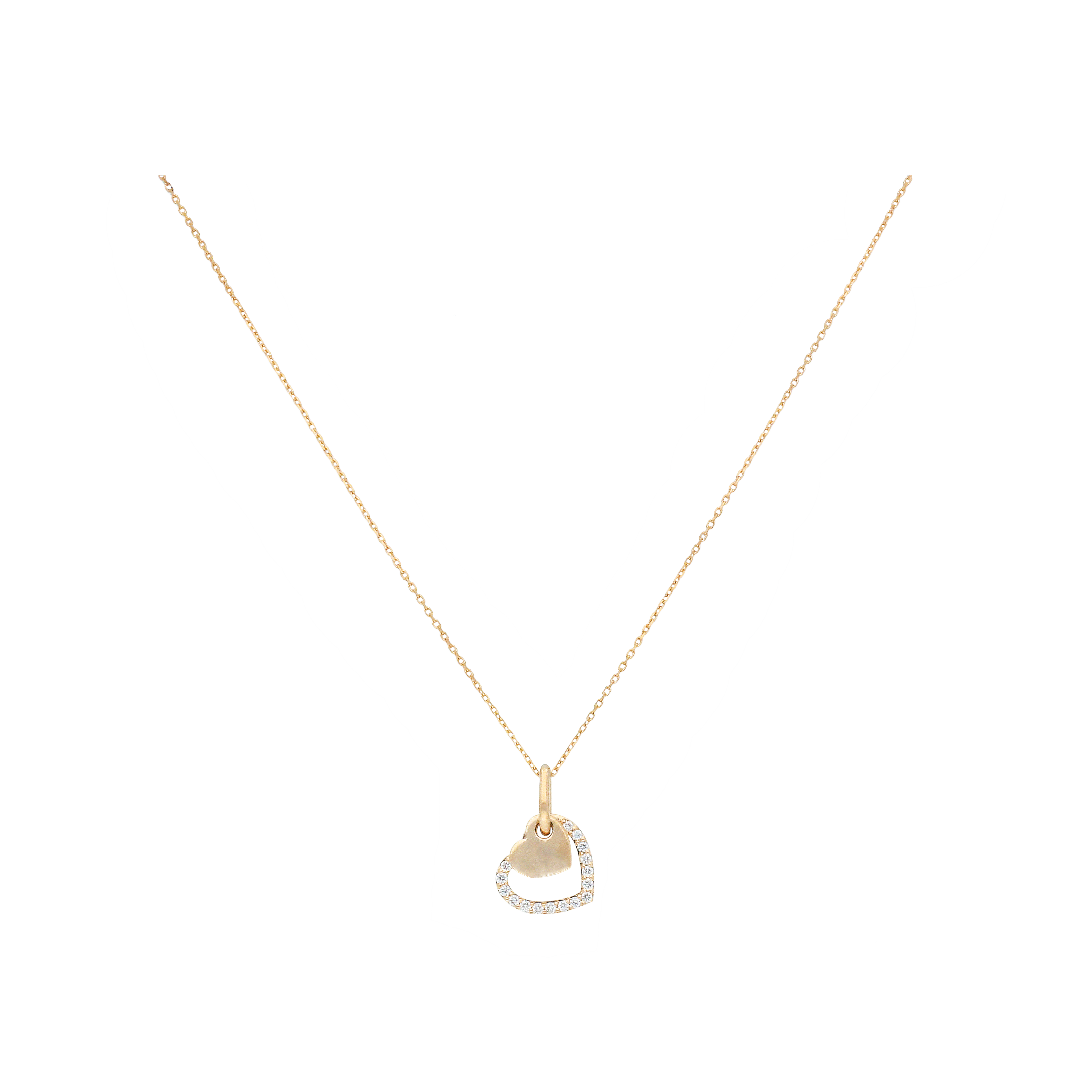 COLLANA CUORI IN ORO ROSA E DIAMANTI BIANCHI - VN27389DP