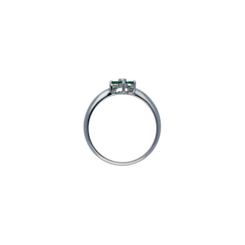 Anello in oro bianco 18 carati con smeraldi e diamante bianco taglio brillante - VR02598DTSW-