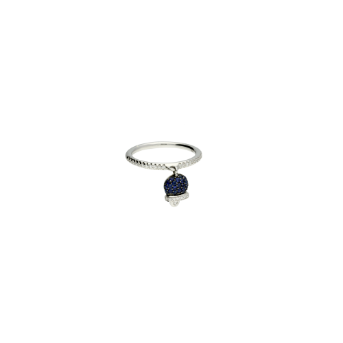 Anello Campanella in oro bianco, diamanti bianchi e zaffiri blu - misura 15 - VR08951DSBW