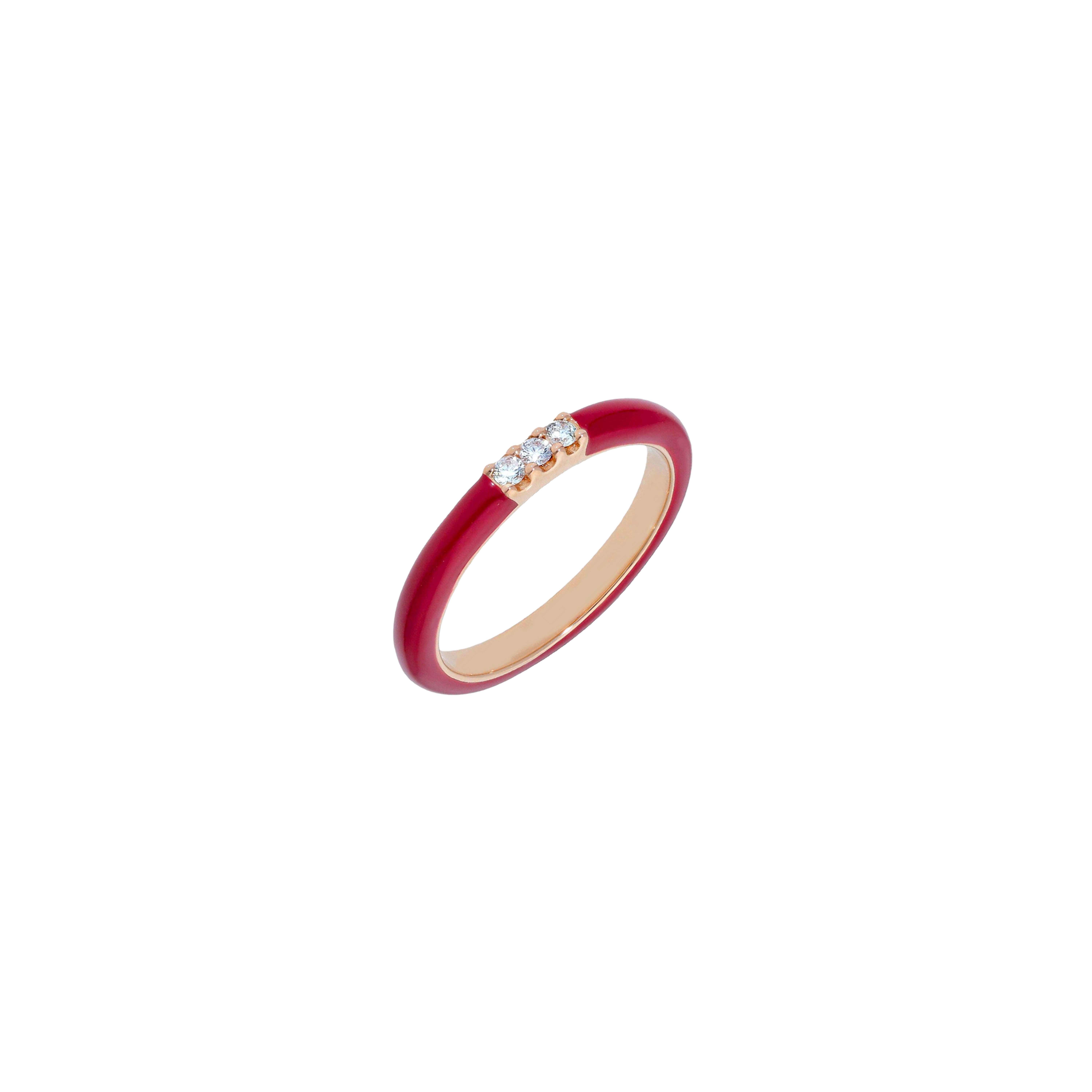 ANELLO IN ORO ROSA E SMALTO ROSSO CON DIAMANTI - VR21459DERDP