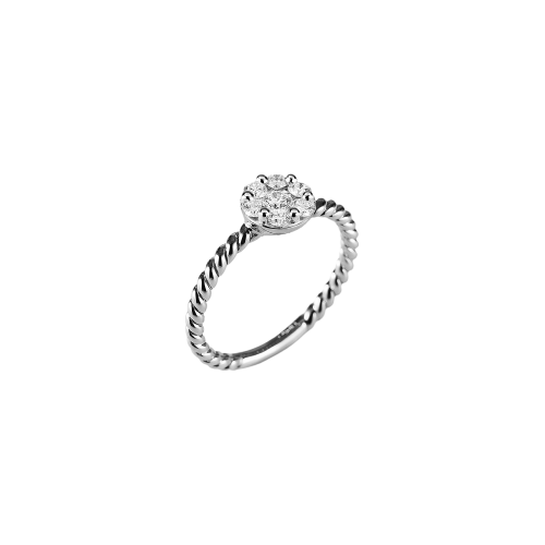 Anello in oro bianco 18 carati e diamanti bianchi taglio brillante - VR25572DW-