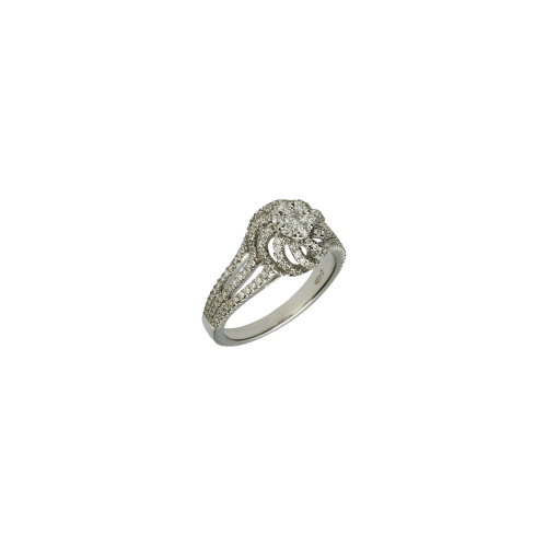 Anello Solitario in oro bianco con diamanti bianchi - VR25799DW
