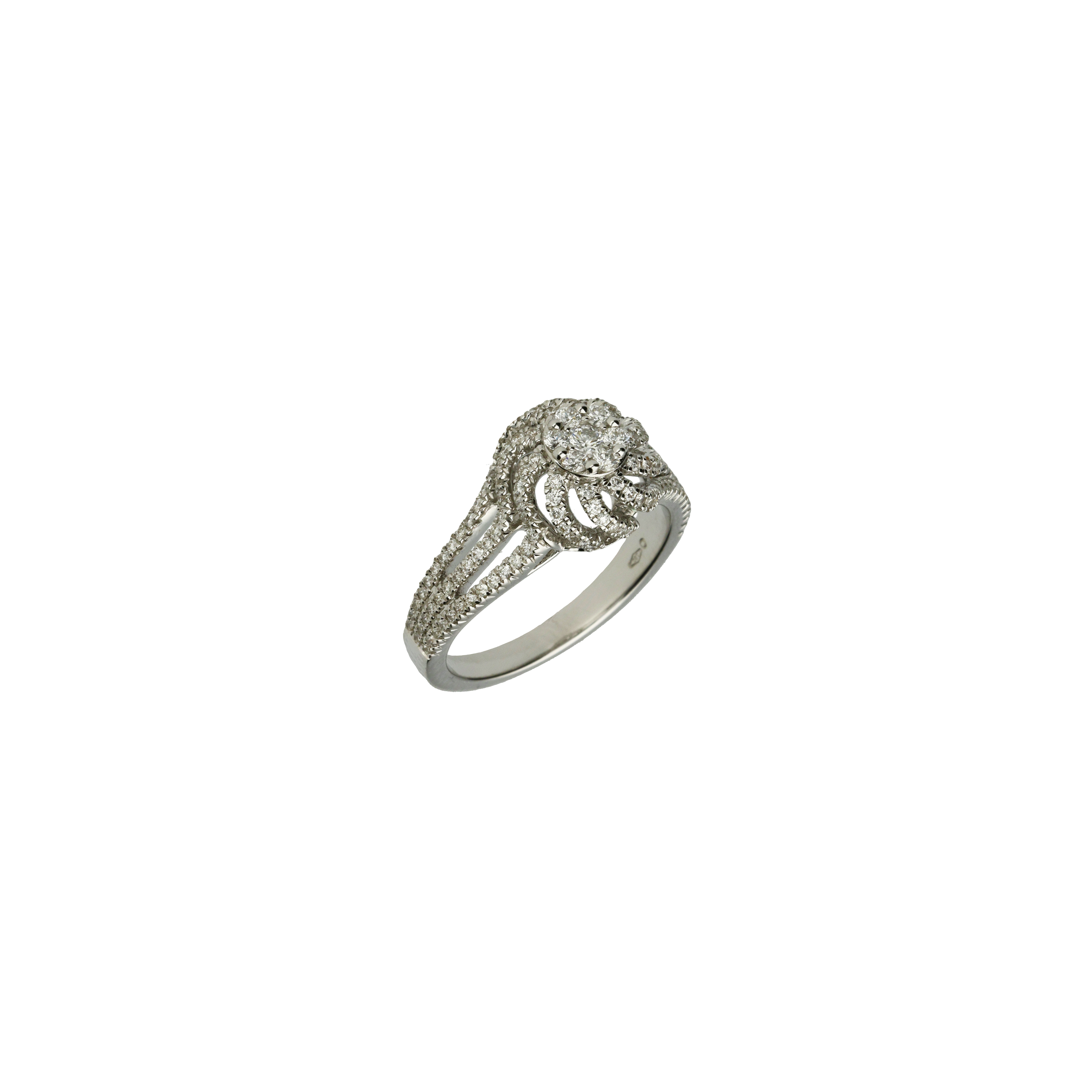 Anello Solitario in oro bianco con diamanti bianchi - VR25799DW