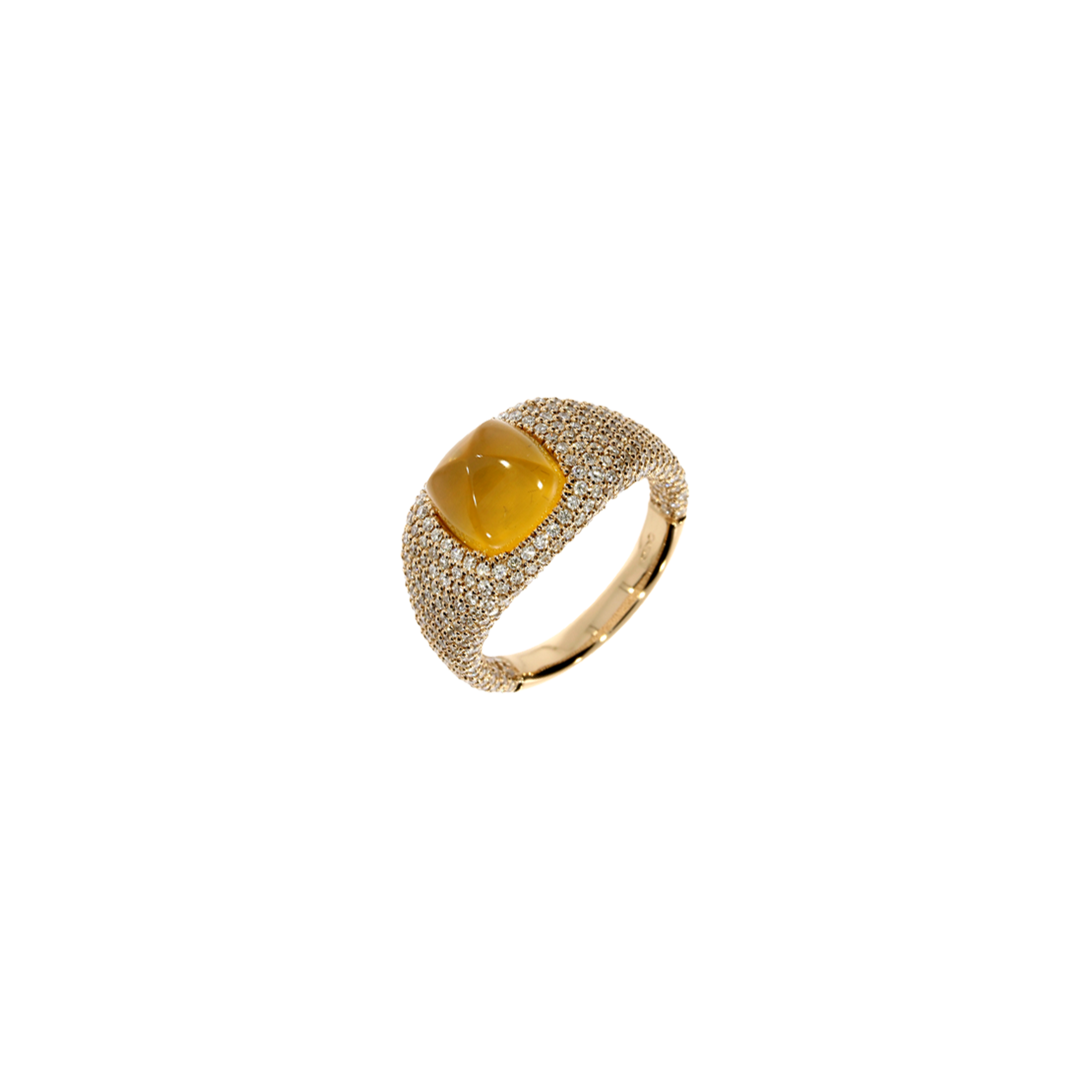 ANELLO IN ORO ROSA CON OPALE ORANGE E PAVÈ DI DIAMANTI - VR28086DOGP