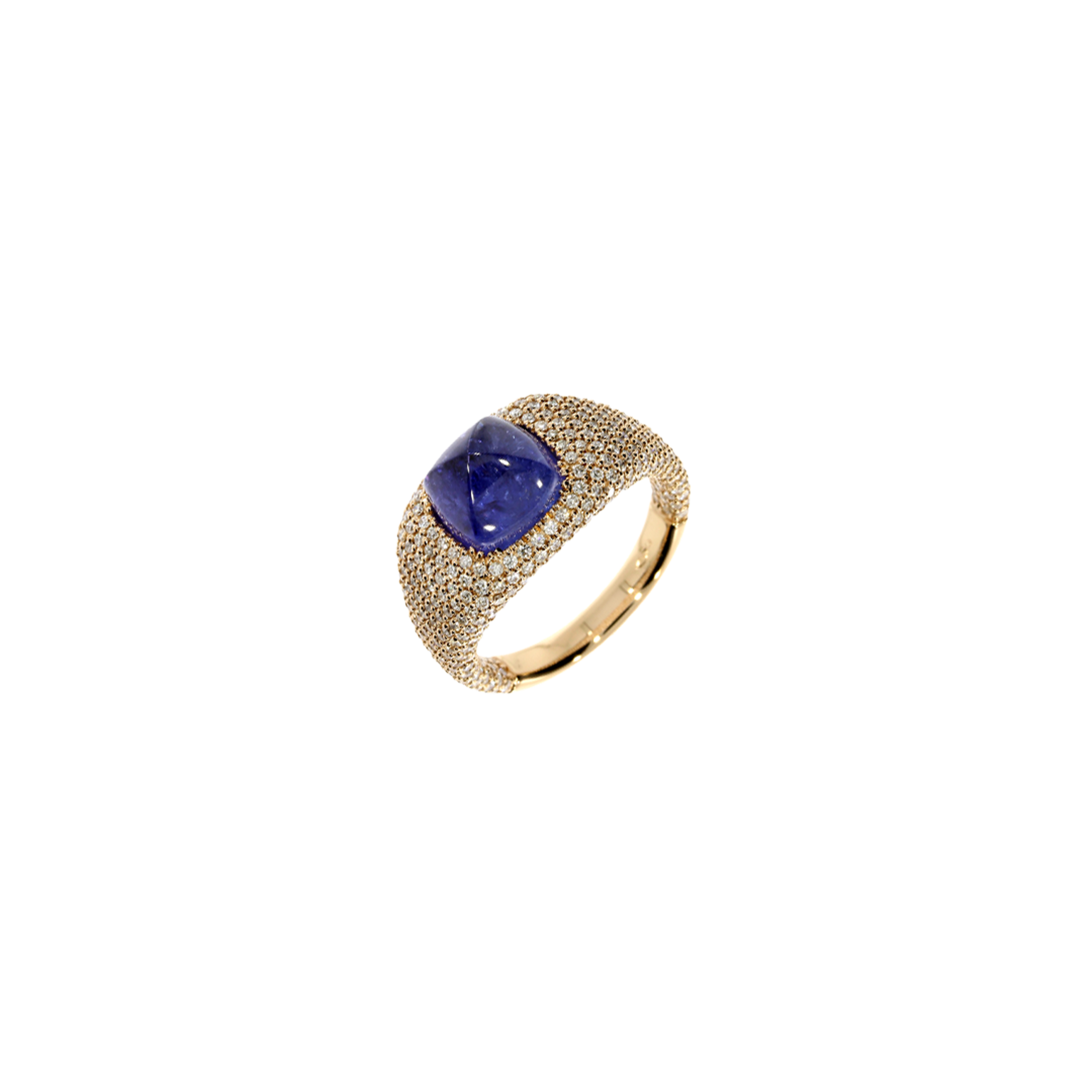 ANELLO IN ORO ROSA CON TANZANITE E PAVÈ DI DIAMANTI - VR28086DTAP