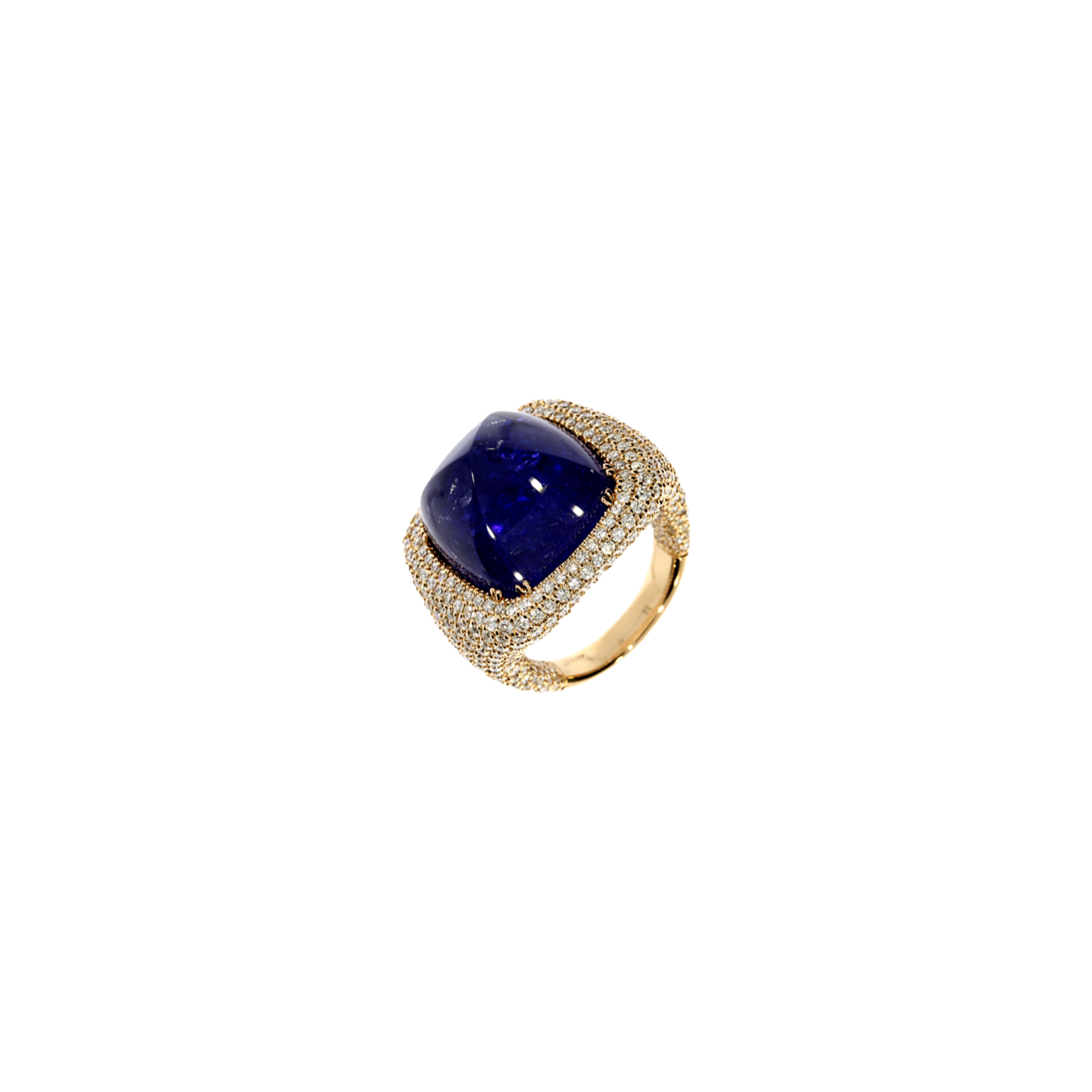 ANELLO IN ORO ROSA CON TANZANITE E PAVÈ DI DIAMANTI - VR28087DTAP