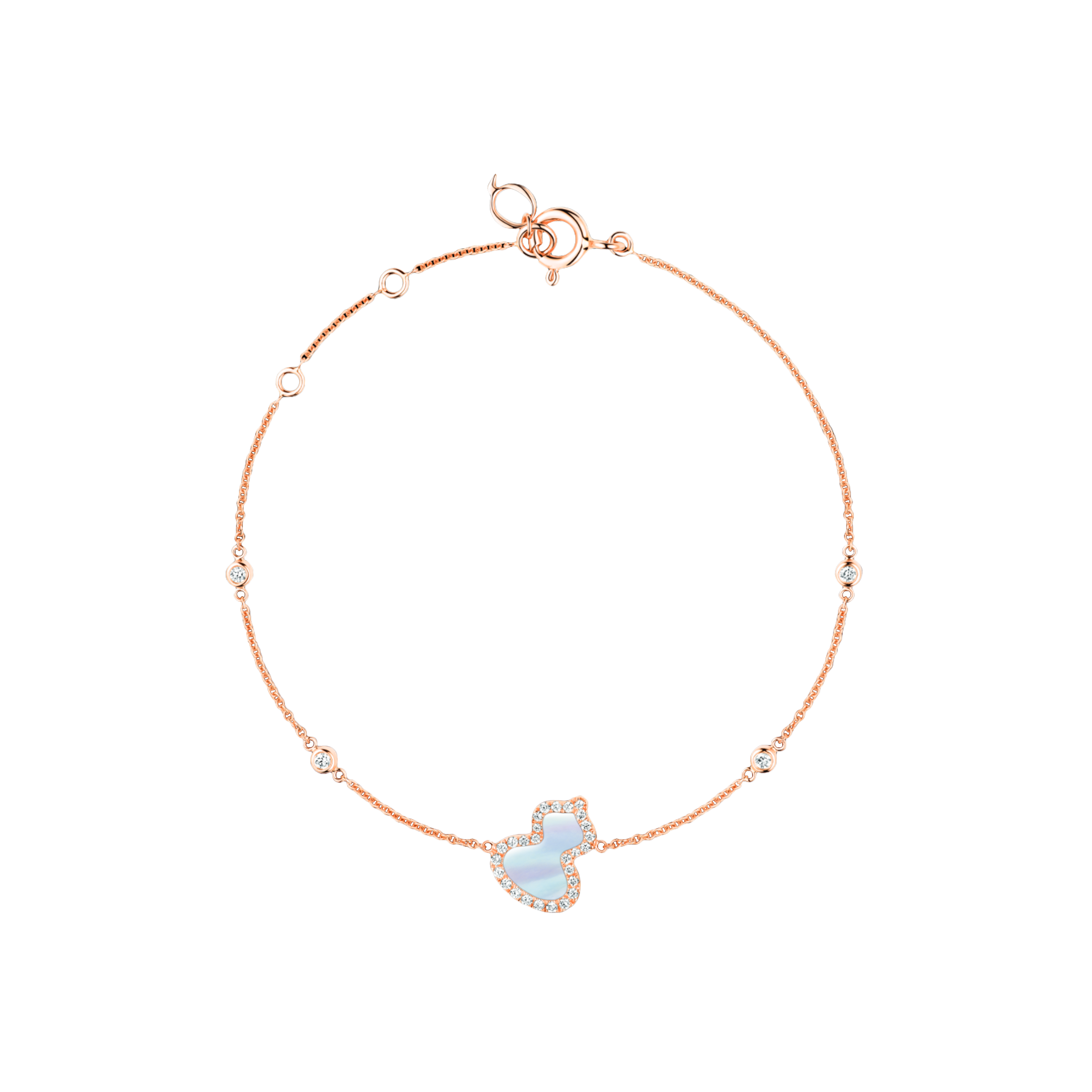 BRACCIALE PETITE WULU IN ORO ROSA CON MADREPERLA E  DIAMANTI - WU-BR0016C-RGDMOP - WUBPT16RGMP