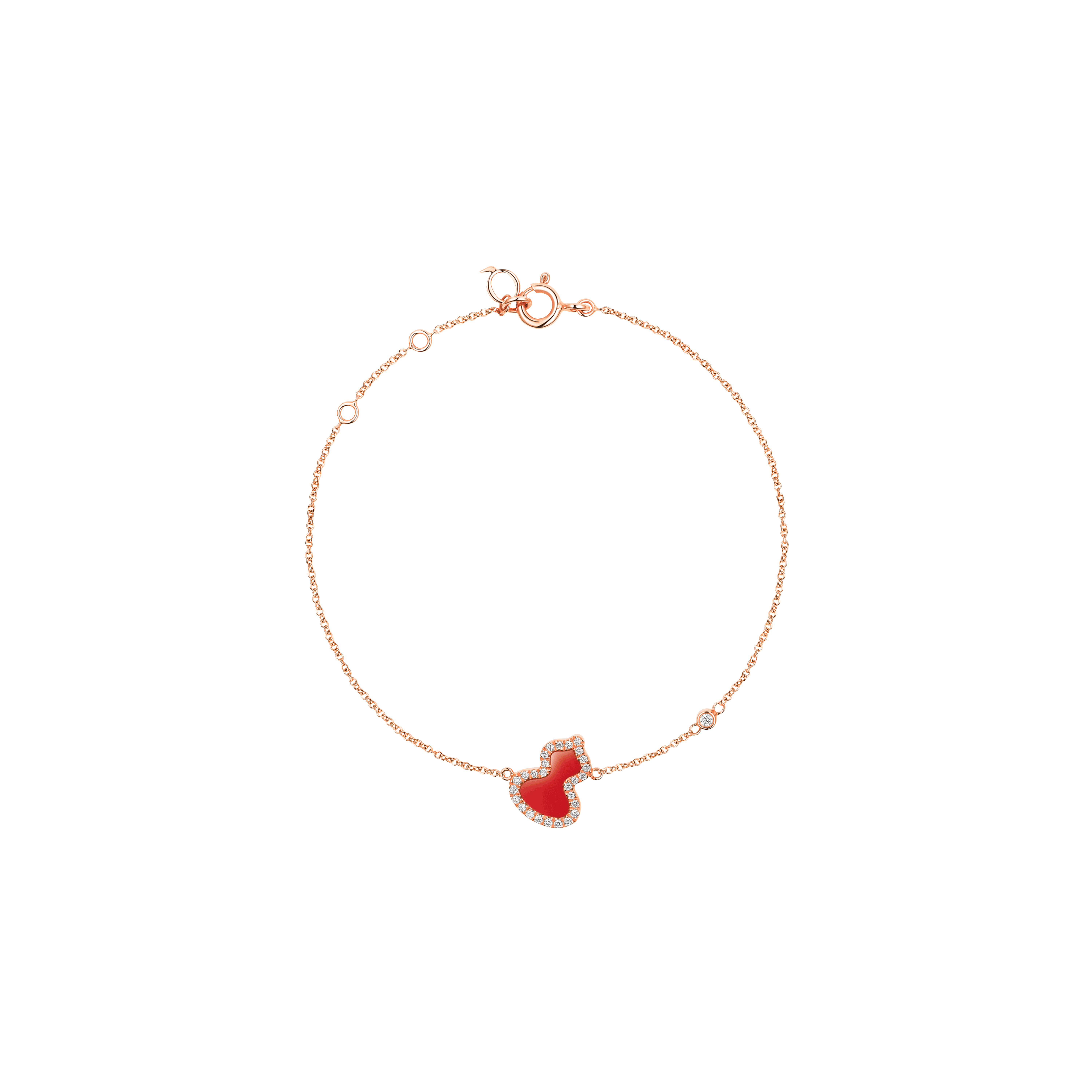 BRACCIALE PETITE WULU IN ORO ROSA CON AGATA ROSSA E  DIAMANTI - WU-BR0016D-RGDRA - WUBPT16RGRA