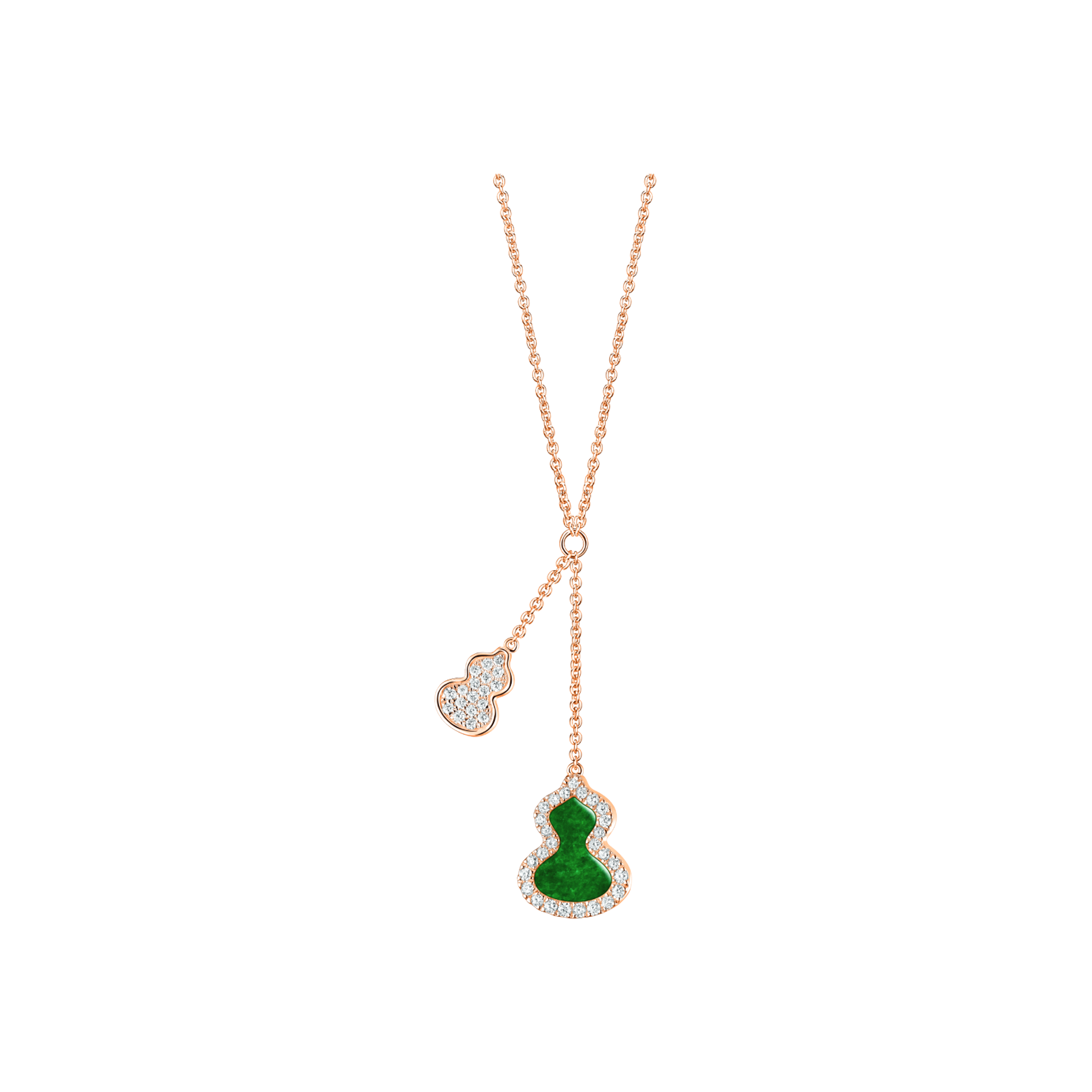 COLLANA PETITE WULU IN ORO ROSA CON GIADA E DIAMANTI - WU-NL0008C-RGDGJE - WUNPT8BRGJE