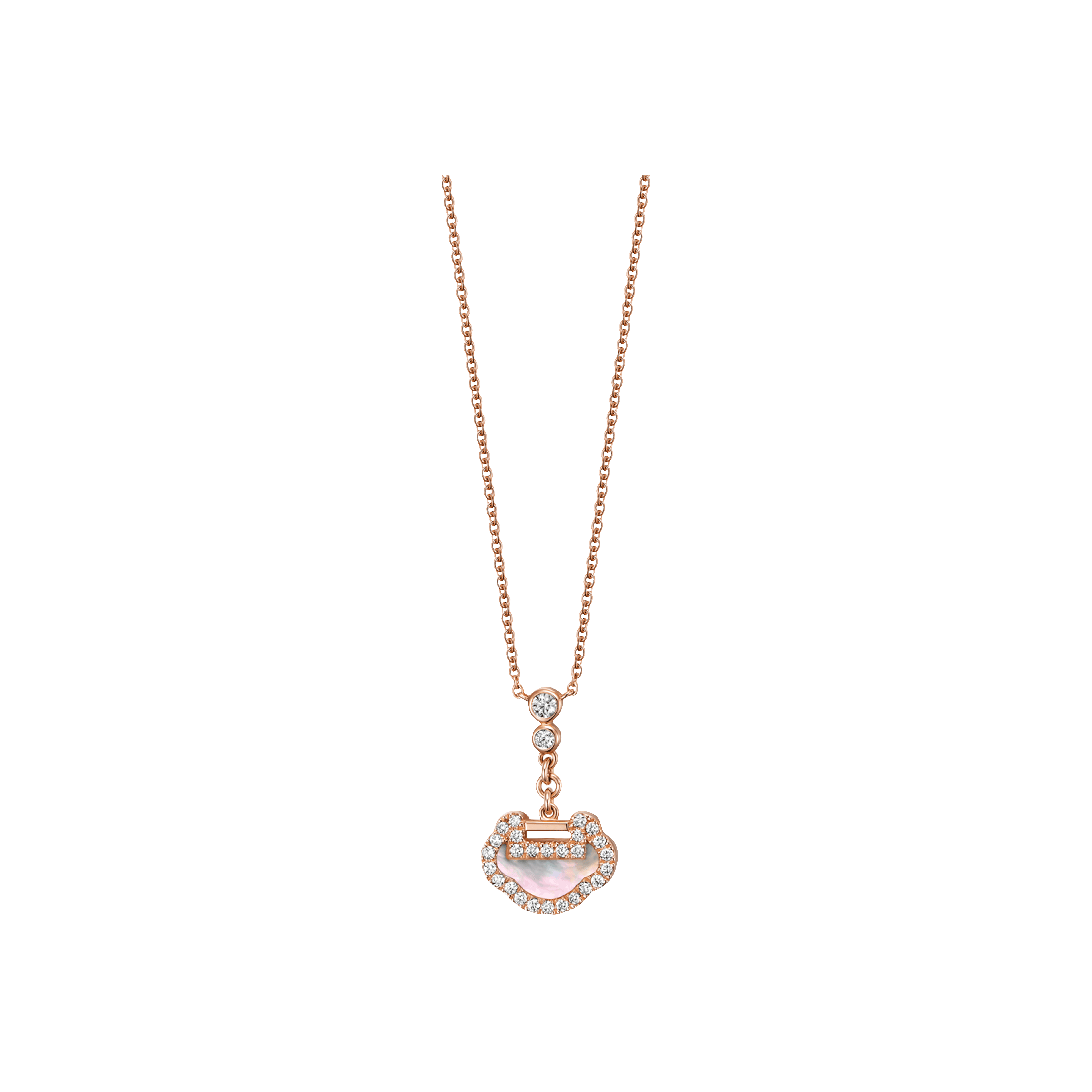 COLLANA YU YI PETITE  IN ORO ROSA  CON DIAMANTI E MADREPERLA - YY-NL0003B-RGDMOP - YYNPT3ERGMP