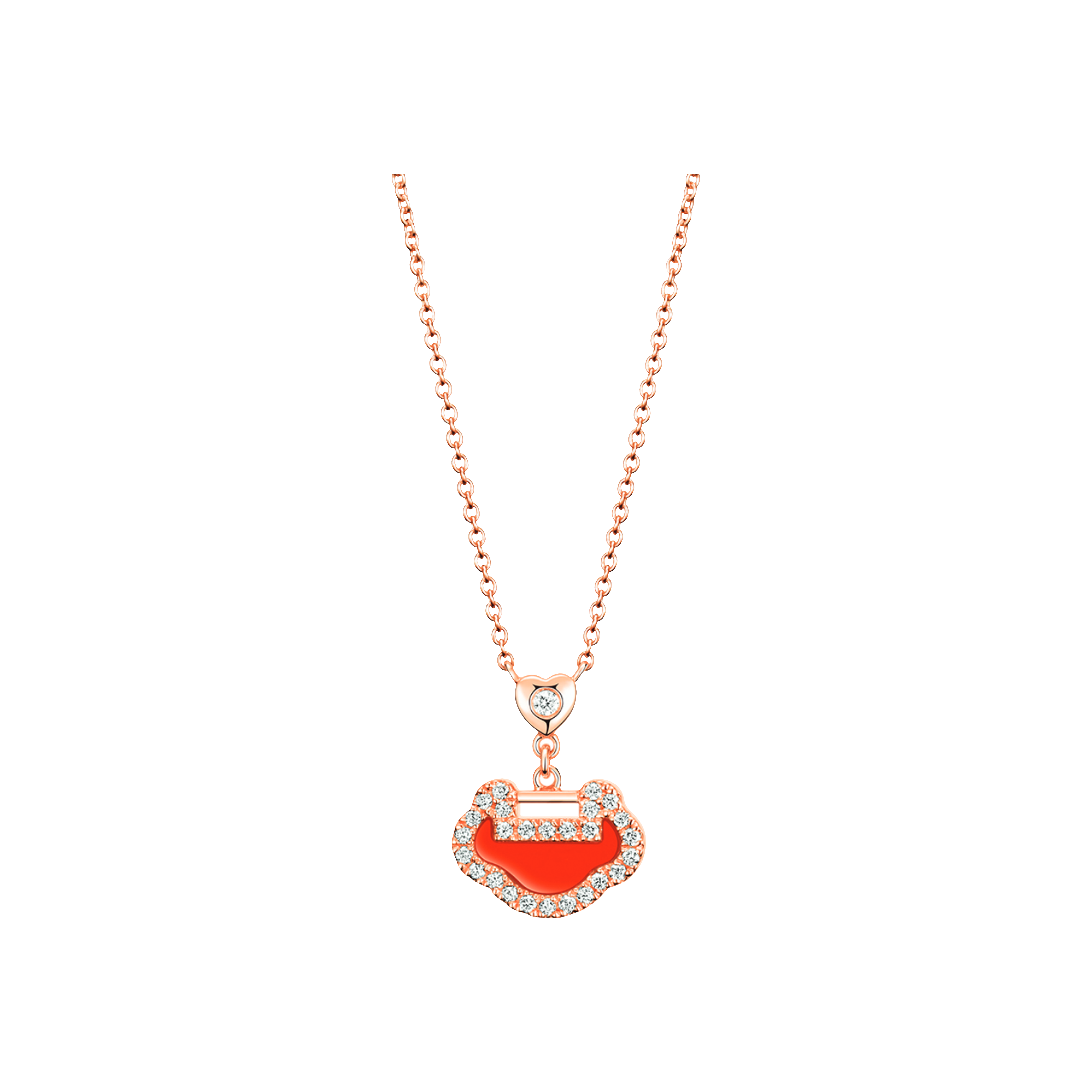 COLLANA PETITE YU YI ORO ROSA AGATA ROSSA E DIAMANTI  - YYNL0003ERGDRA - YYNPT3ERGRA