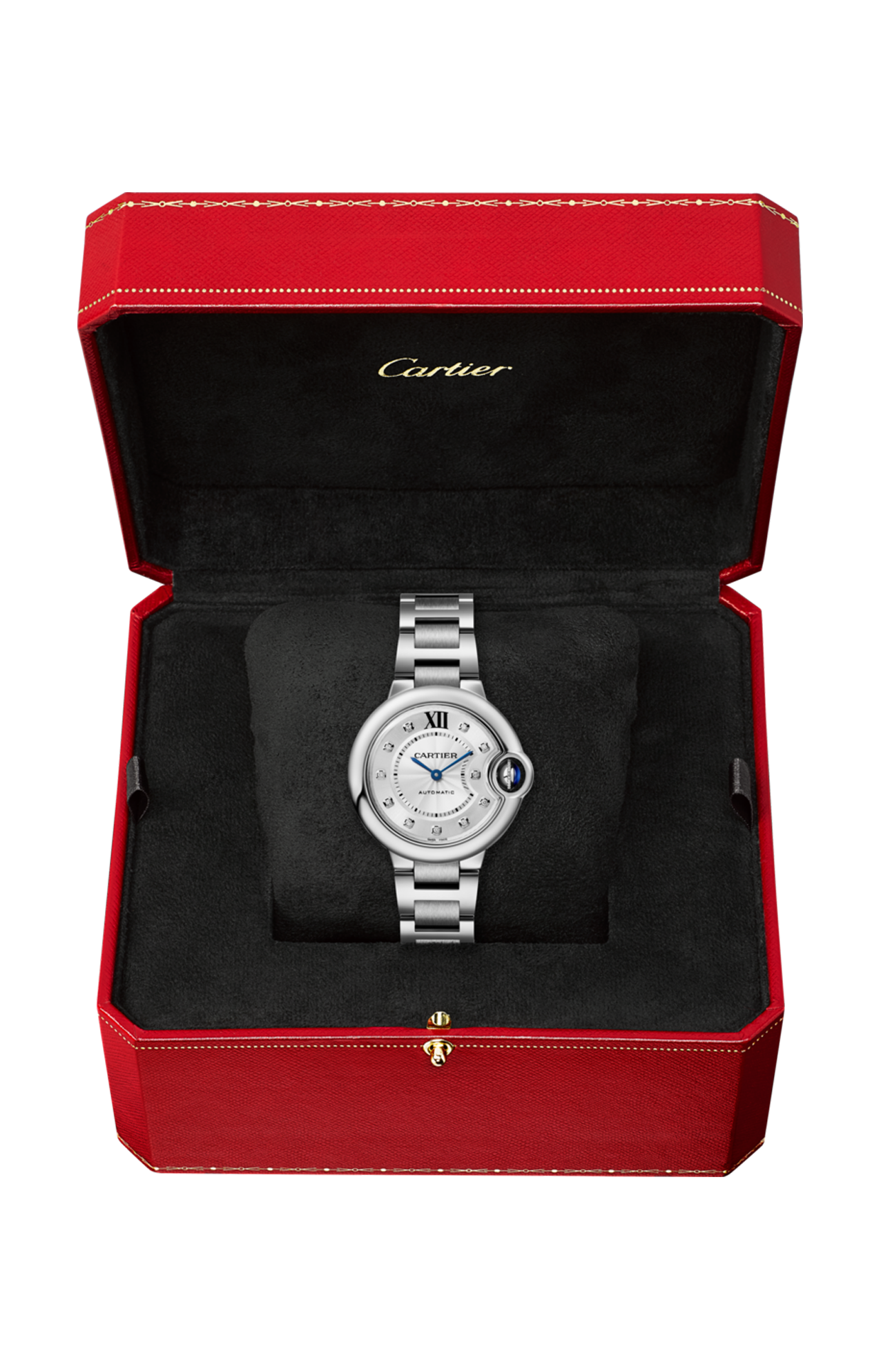 BALLON BLEU DE CARTIER 33 MM, ACCIAIO, DIAMANTI - W4BB0021