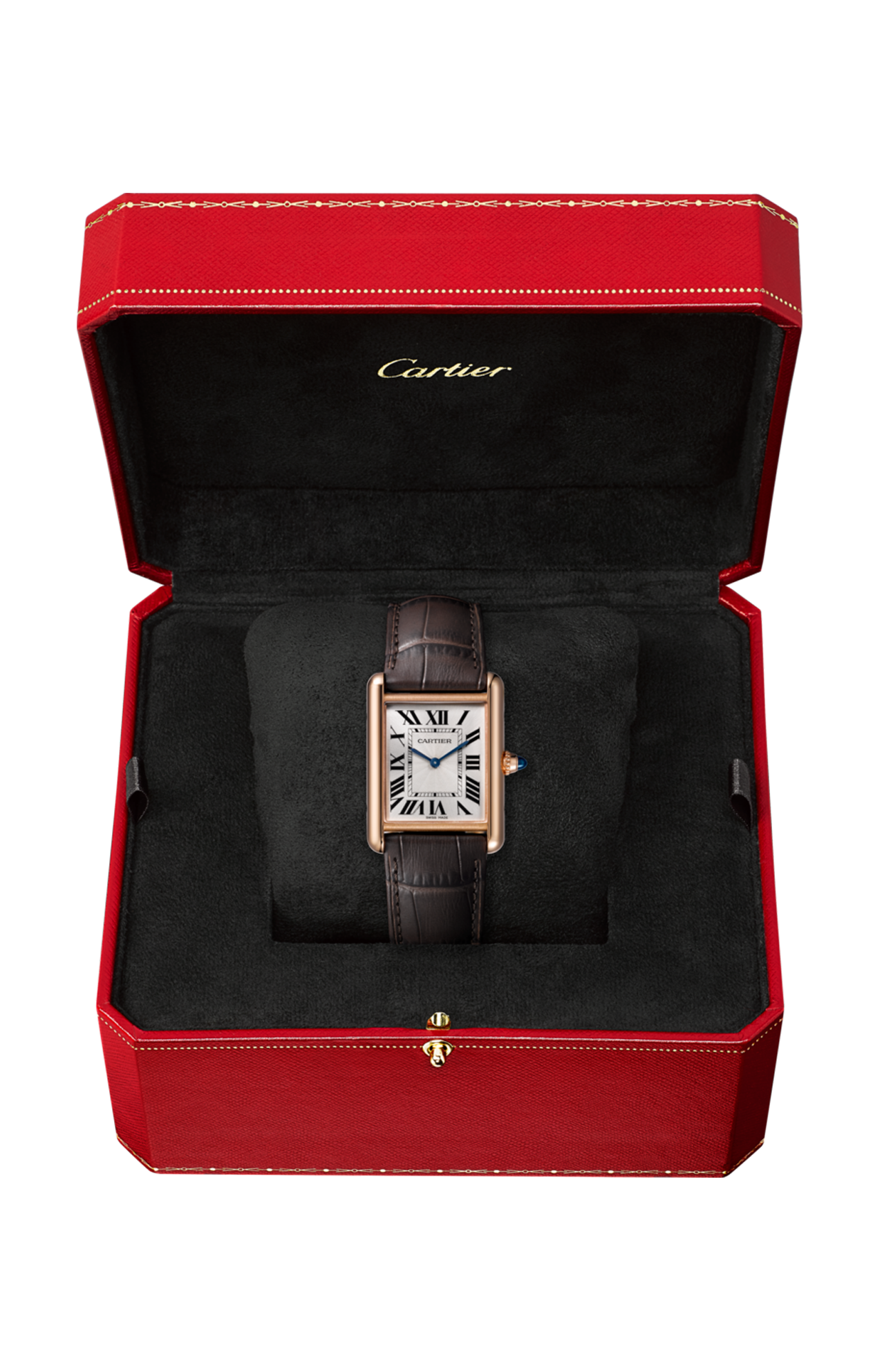 TANK LOUIS CARTIER MODELLO GRANDE, ORO ROSA, PELLE - WGTA0011