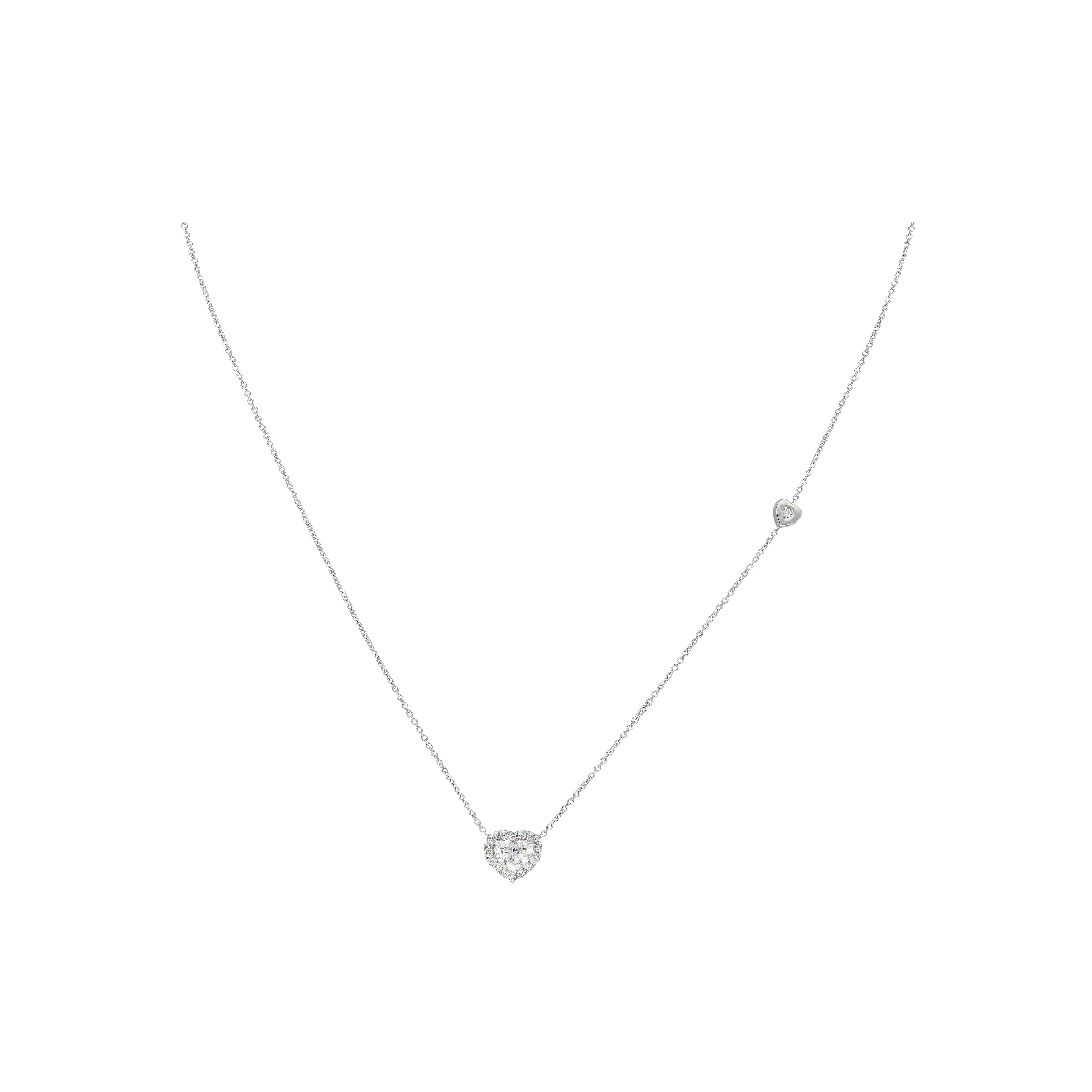 COLLANA CUORE PENDENTE IN ORO BIANCO E DIAMANTI - 72934735