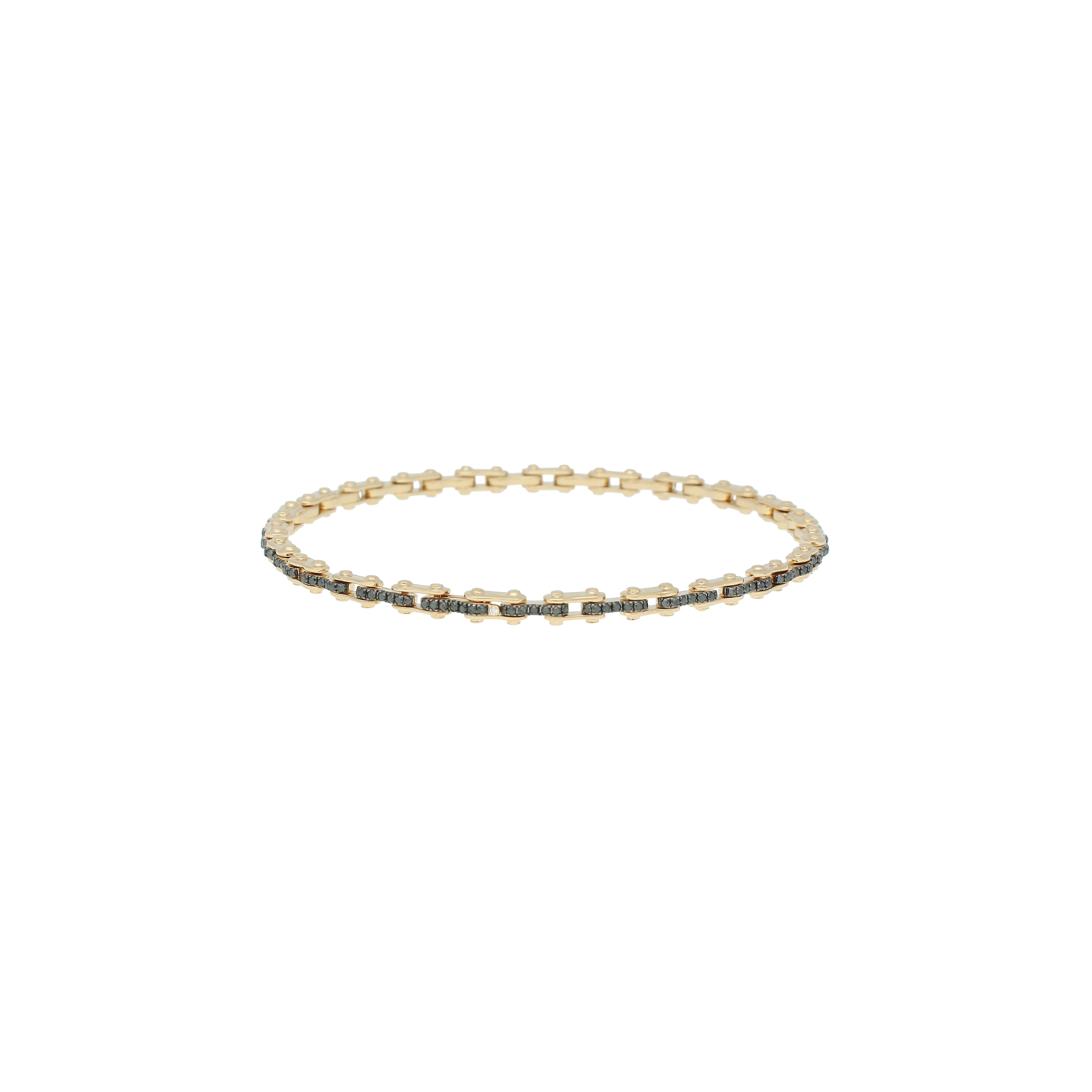 BRACCIALE IN ORO ROSA CON DIAMANTI NERI E UN DIAMANTE BIANCO