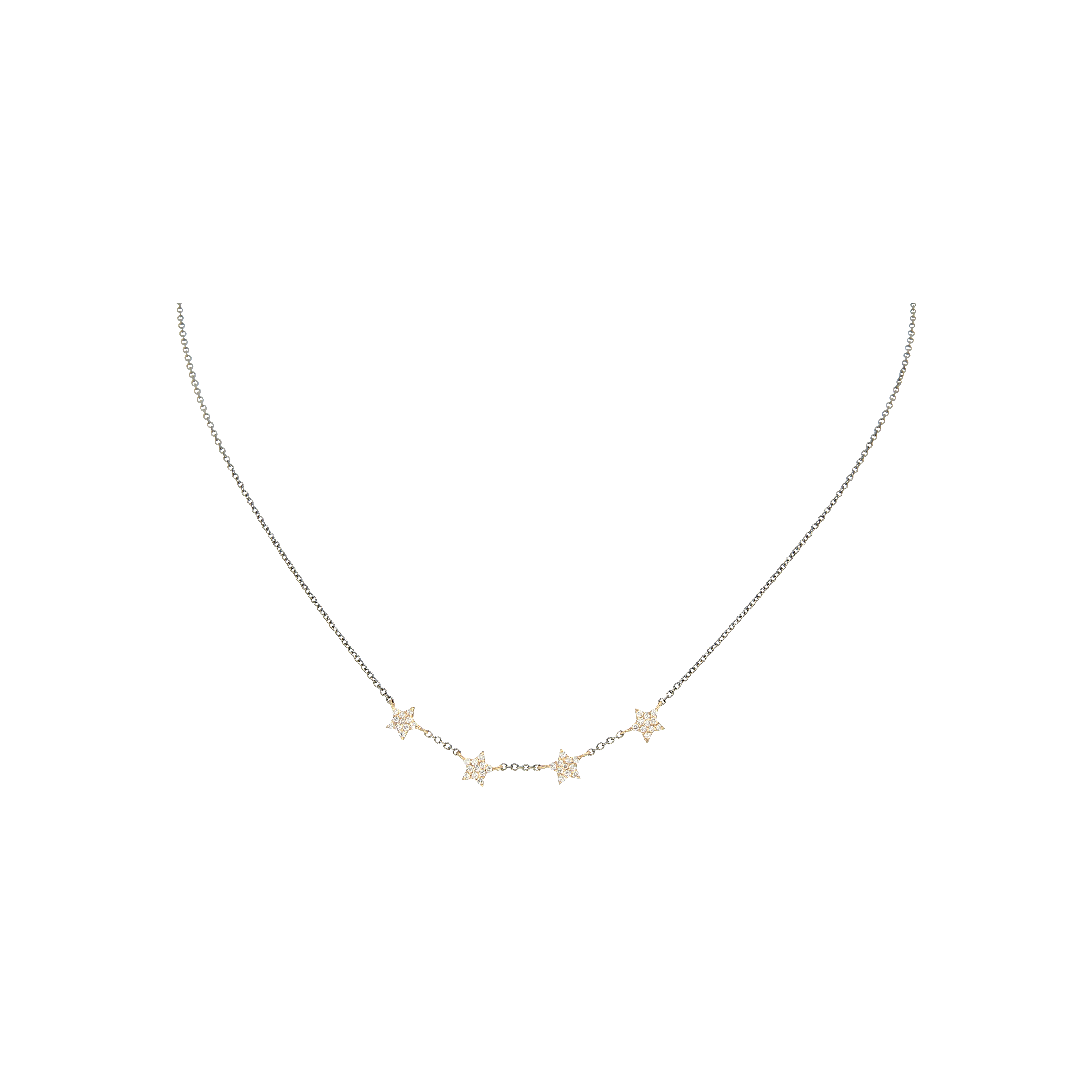 COLLANA GIROCOLLO IN ORO NERO CON STELLE IN ORO ROSA E DIAMANTI - C054/53/4-C4