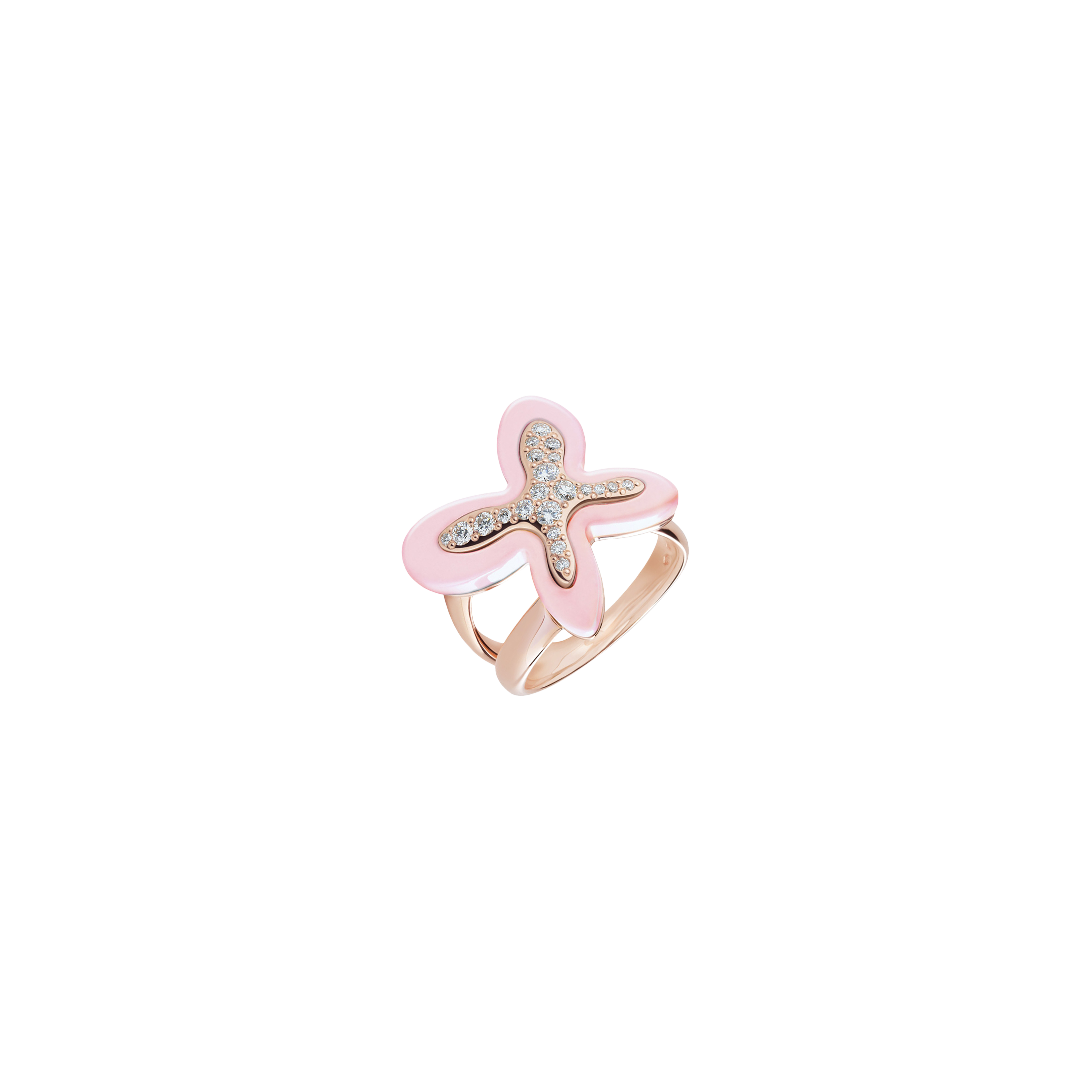 ANELLO FREEVOLA IN ORO ROSA CON DIAMANTI E CORALLO - AXM252R8P2B