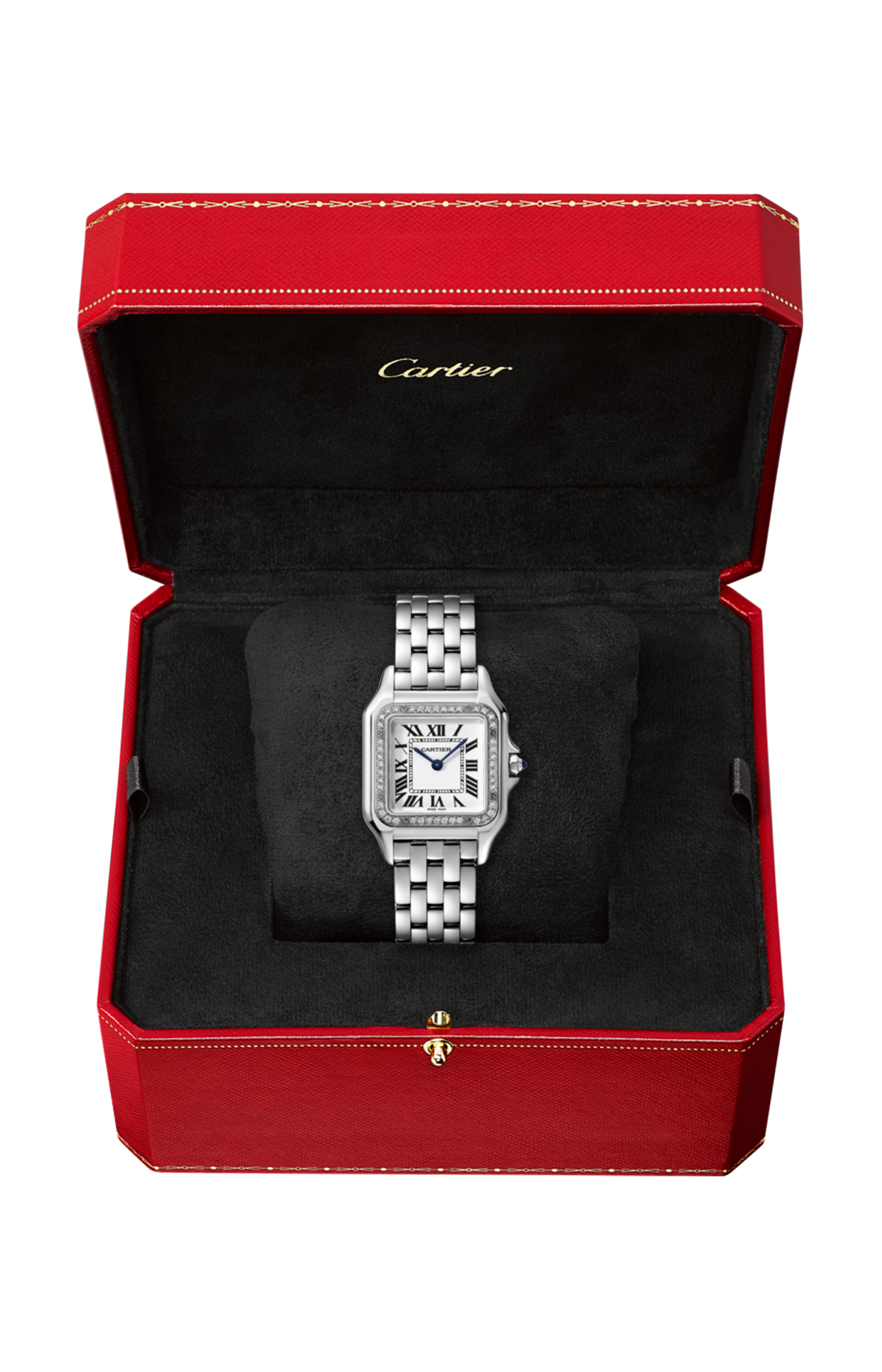 PANTHÈRE DE CARTIER MODELLO MEDIO, ACCIAIO, DIAMANTI - W4PN0008