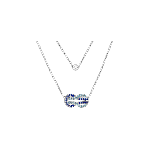 COLLANA A DOPPIO FILO IN ORO BIANCO CON ZAFFIRI BLU, TOPAZI BLU E DIAMANTE, MODELLO MEDIO - 7B0291 - 7B0291