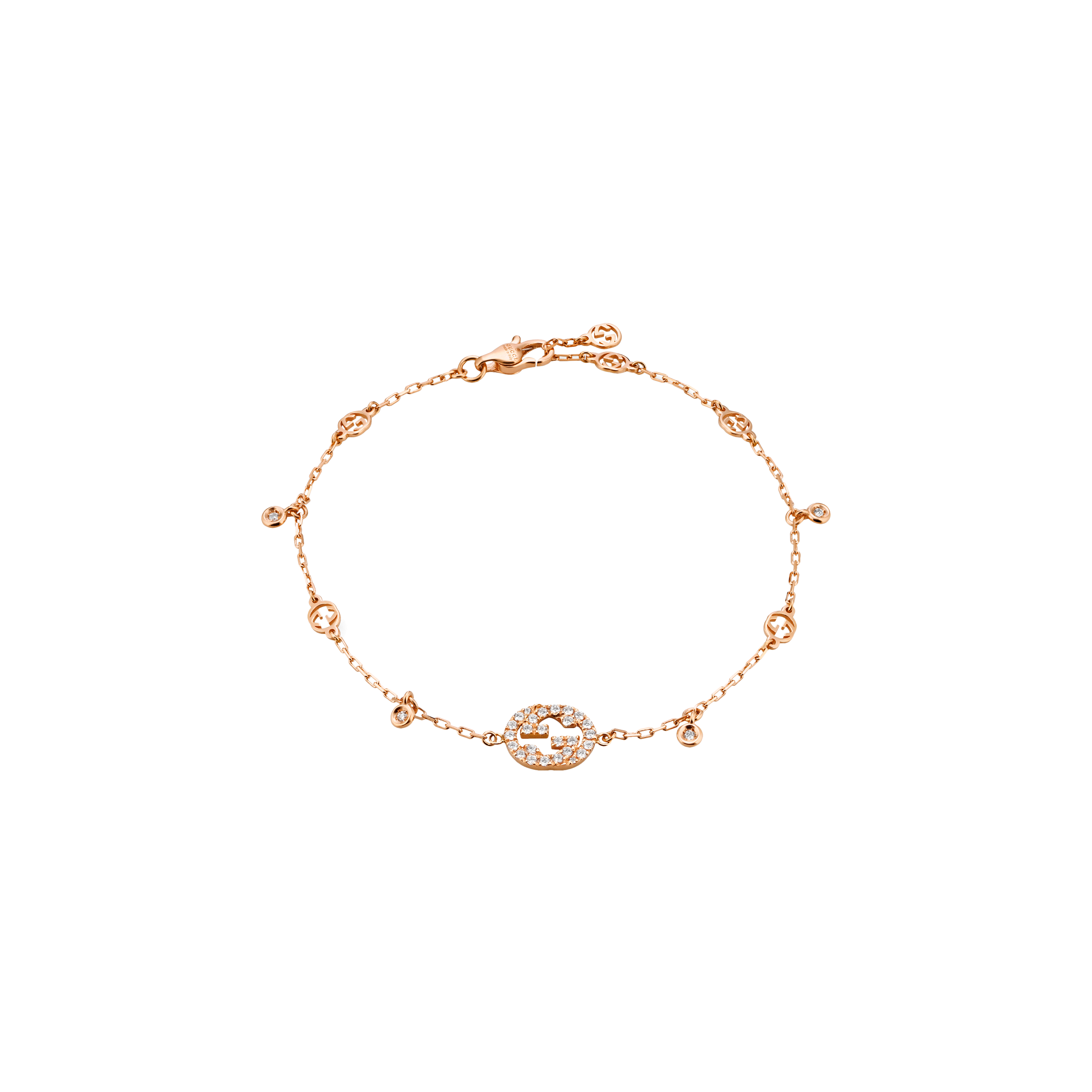 BRACCIALE INTERLOCKING G IN ORO ROSA E DIAMANTI - YBA729403001 - YBA729403001