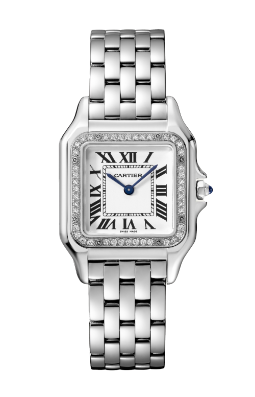 PANTHÈRE DE CARTIER, MODELLO MEDIO, ACCIAIO, DIAMANTI, QUARZO - W4PN0018