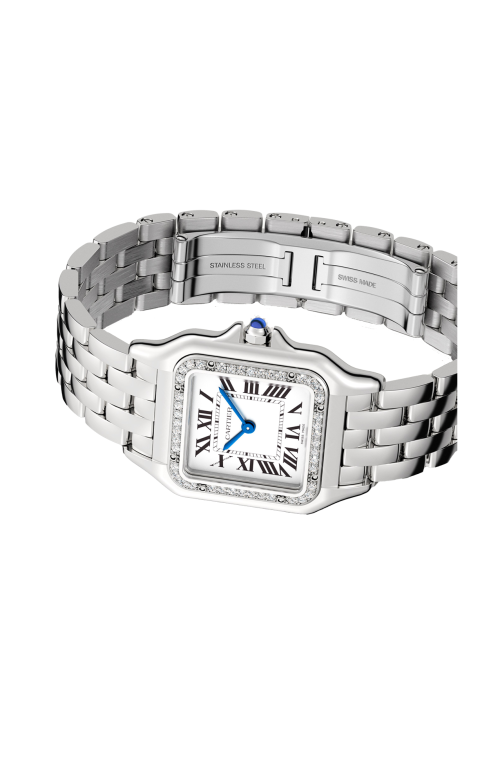 PANTHÈRE DE CARTIER, MODELLO MEDIO, ACCIAIO, DIAMANTI, QUARZO - W4PN0018