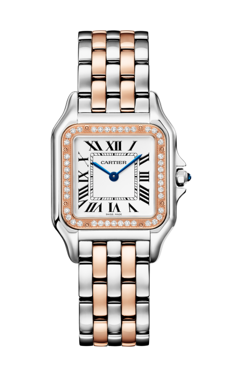 PANTHÈRE DE CARTIER, MODELLO MEDIO, ACCIAIO, ORO ROSA, DIAMANTI, QUARZO - W3PN0010