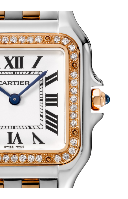 PANTHÈRE DE CARTIER, MODELLO MEDIO, ACCIAIO, ORO ROSA, DIAMANTI, QUARZO - W3PN0010