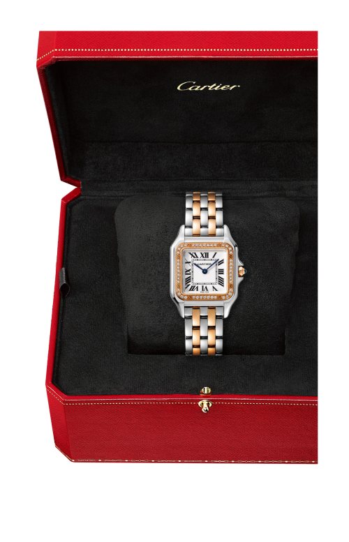 PANTHÈRE DE CARTIER, MODELLO MEDIO, ACCIAIO, ORO ROSA, DIAMANTI, QUARZO - W3PN0010