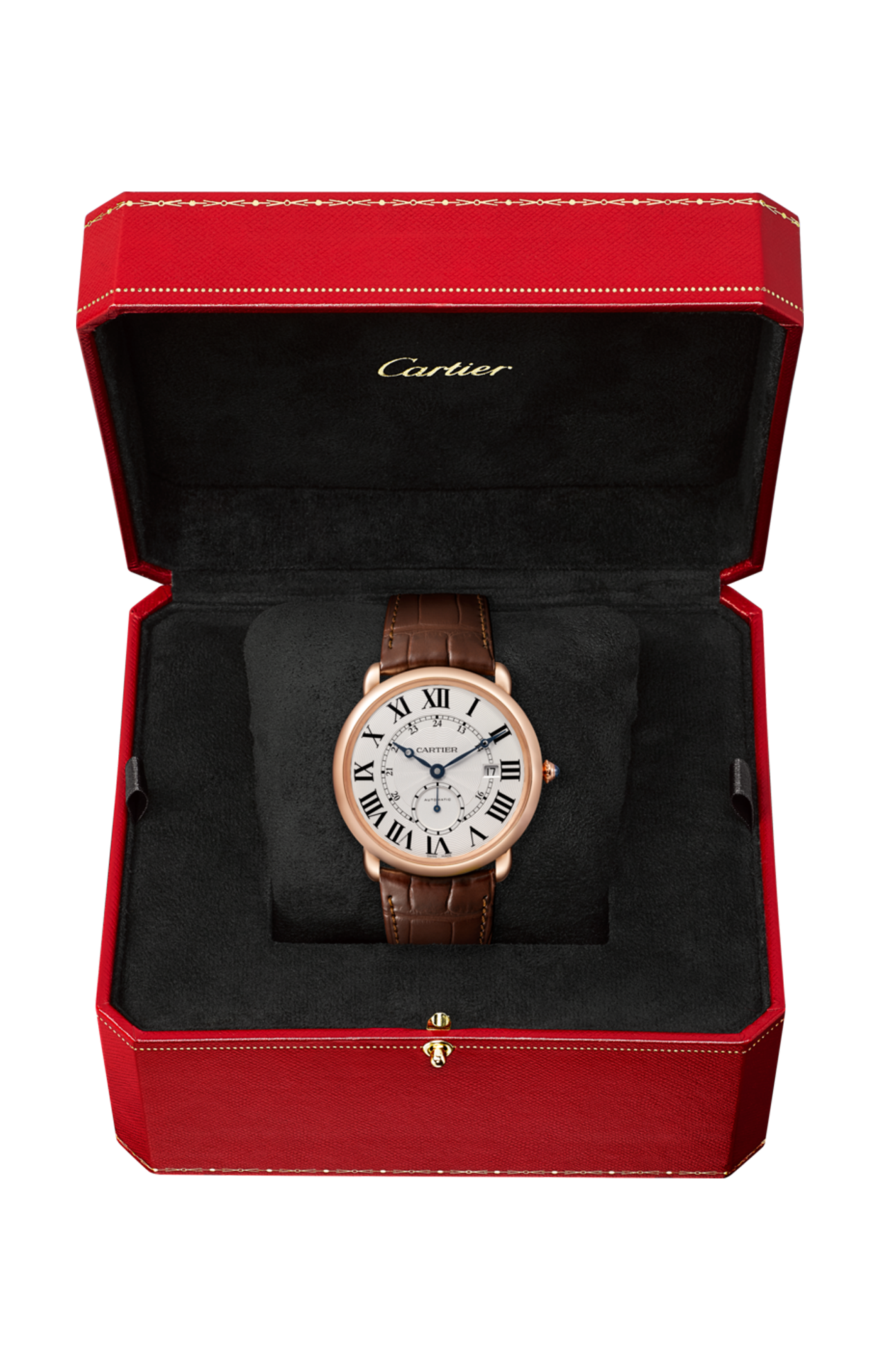 RONDE LOUIS CARTIER WATCH 40 MM, 18K PINK GOLD, LEATHER - W6801005