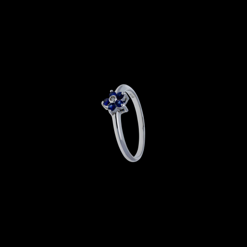 Anello in oro bianco 18 carati con zaffiri blu e diamanti bianchi taglio brillante - VR02598DSBW-