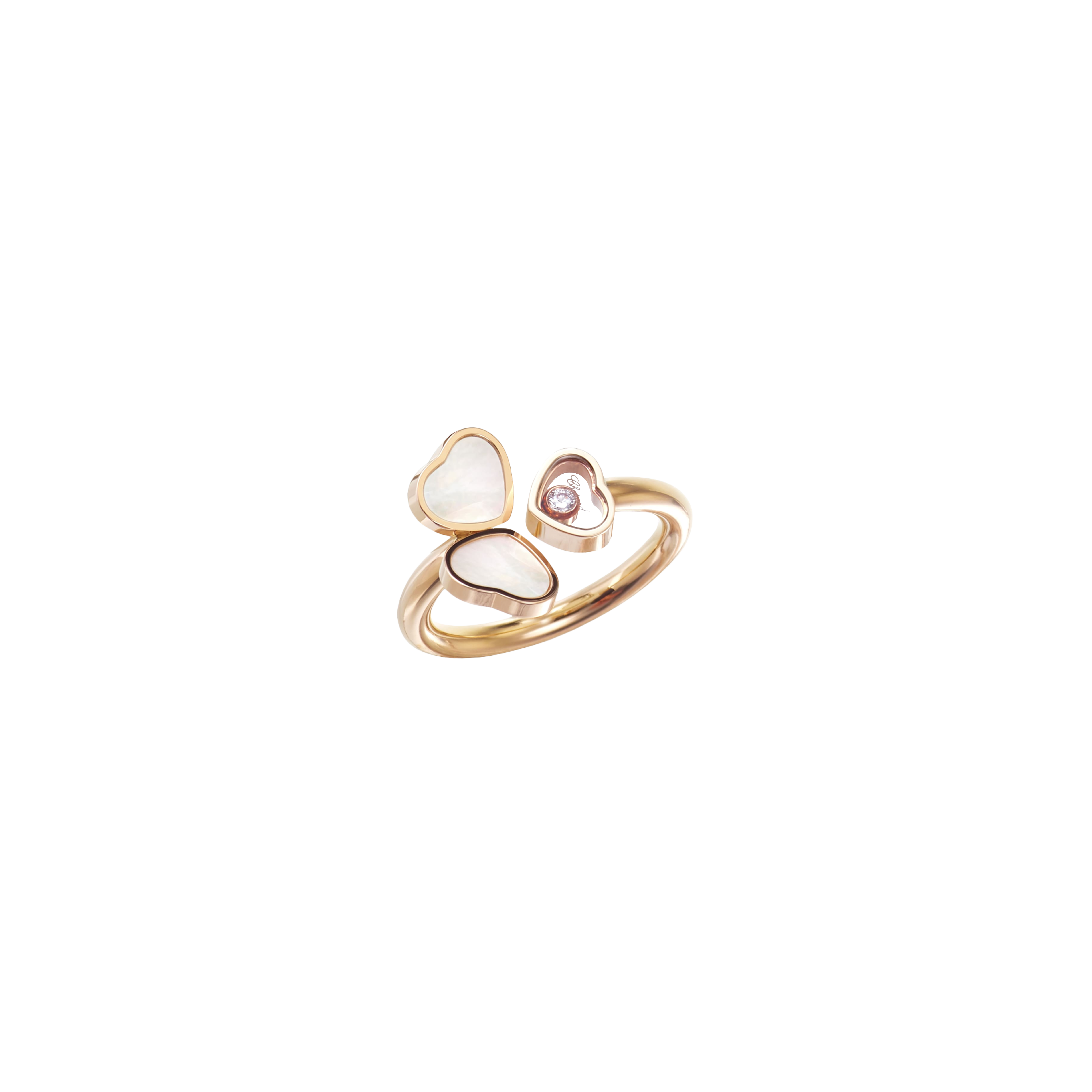 CHOPARD - ANELLO HAPPY HEARTS WINGS  IN ORO ROSA CON DIAMANTE E MADREPERLA - 82A083-5310 - 82A083-5310