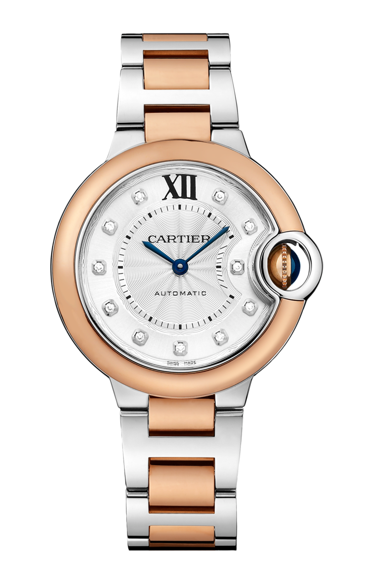 BALLON BLEU DE CARTIER 33 MM, ORO ROSA E ACCIAIO, DIAMANTI - W3BB0006