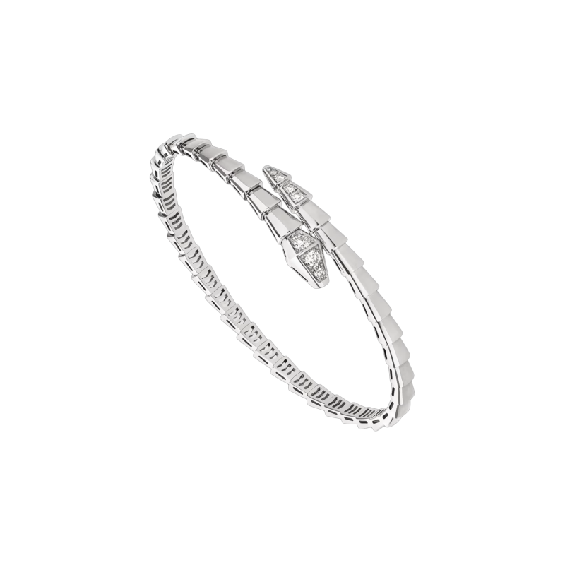 Bulgari | BRACCIALE SERPENTI VIPER IN ORO BIANCO CON DEMI-PAV&Eacute; DI DIAMANTI - BR859759 (1)
