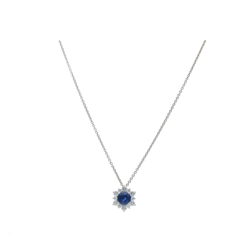 Bartorelli Italian Jewels | COLLANA IN ORO BIANCO CON ZAFFIRO BLU E DIAMANTI BIANCHI - 326-CD-465 (1)