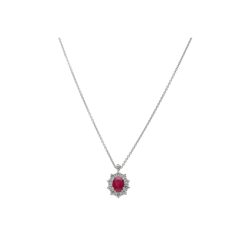 Bartorelli Italian Jewels | COLLANA IN ORO BIANCO CON RUBINO E DIAMANTI BIANCHI - 024-2035 (1)