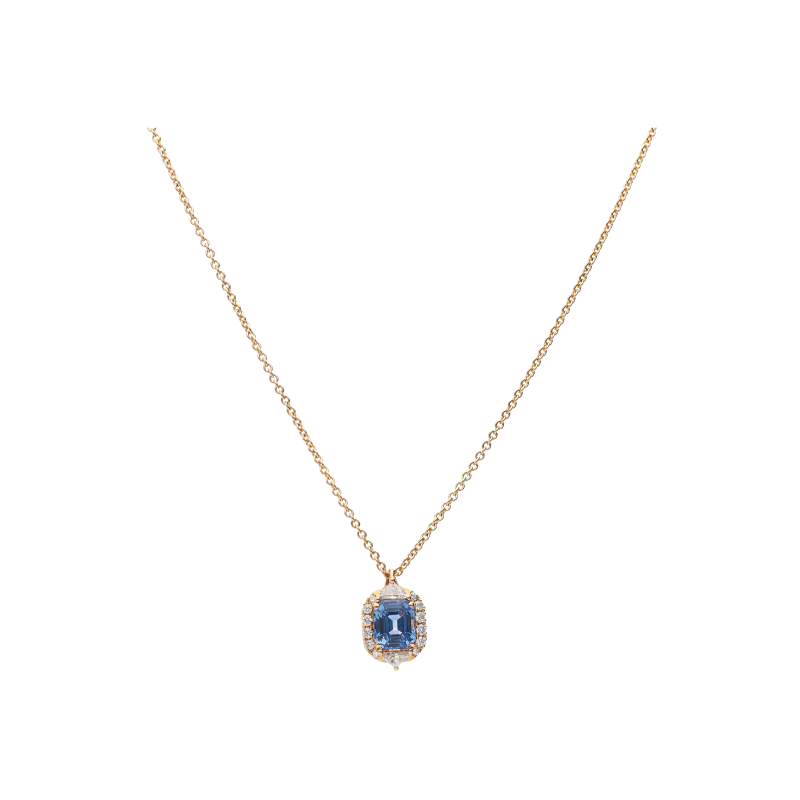 Bartorelli Italian Jewels | COLLANA IN ORO ROSA CON ZAFFIRO BLU E DIAMANTI BIANCHI - 000-4935-326-C-M (1)