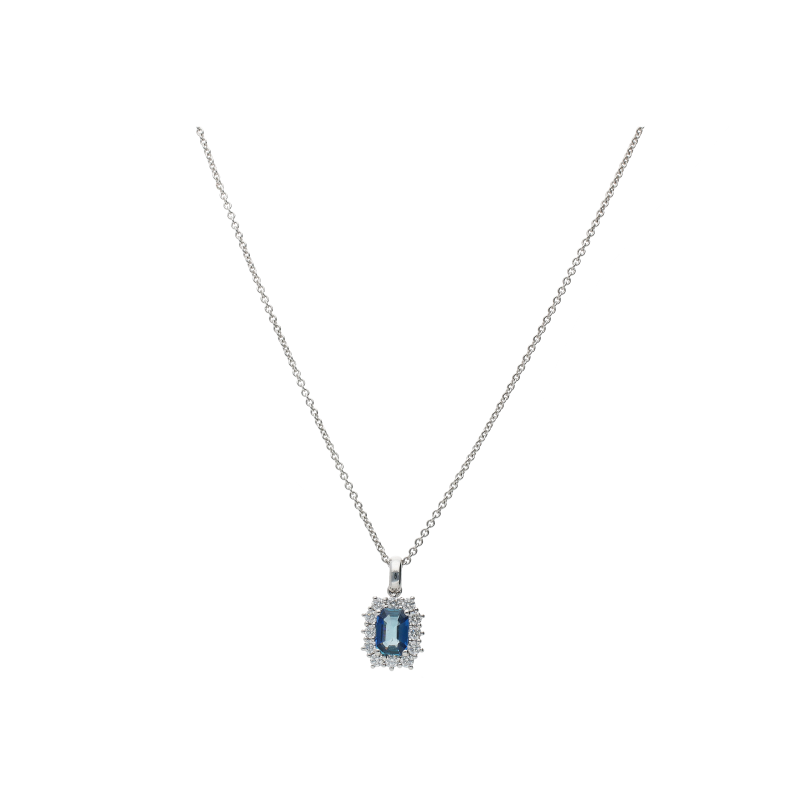 Bartorelli Italian Jewels | COLLANA IN ORO BIANCO CON ZAFFIRO BLU E DIAMANTI BIANCHI - 234-C5973-7-5 (1)